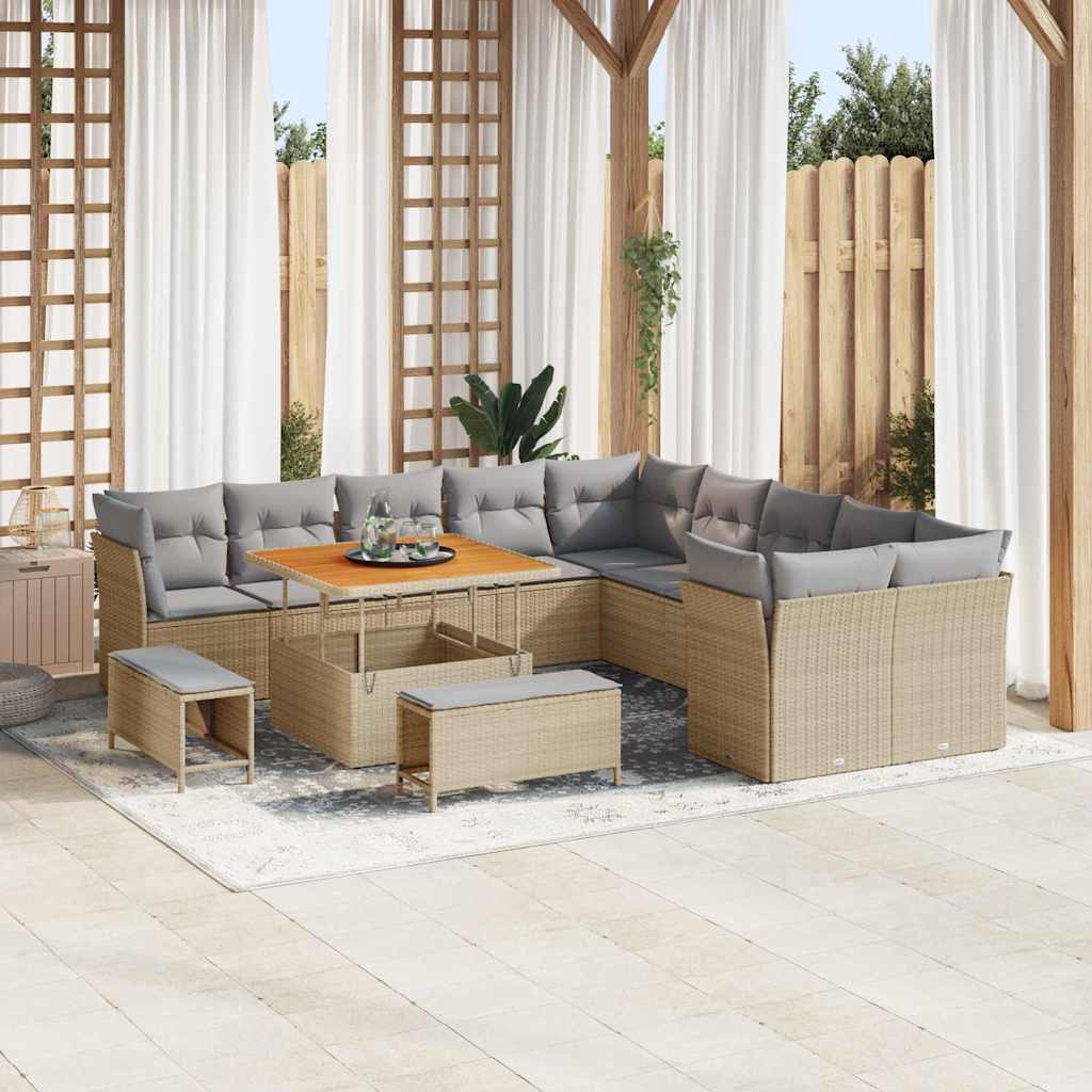 Gartensofa-set 13 pcs Schwarz Poly-Rattan