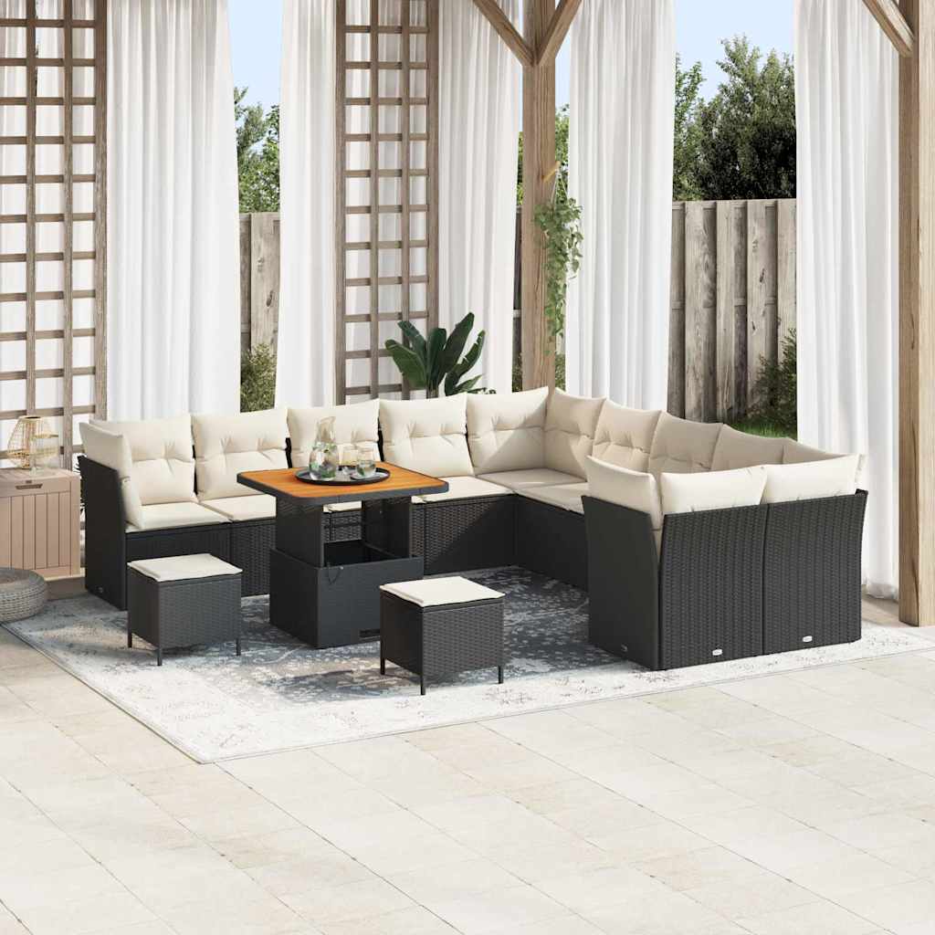 Gartensofa-set 13 pcs Schwarz Poly-Rattan