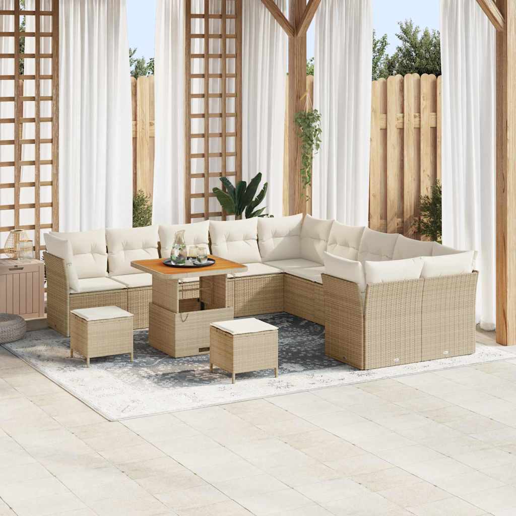 Gartensofa-set 13 pcs Schwarz Poly-Rattan