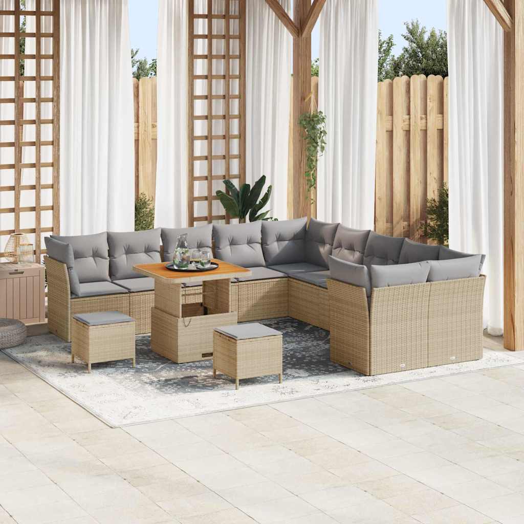 Gartensofa-set 13 pcs Schwarz Poly-Rattan