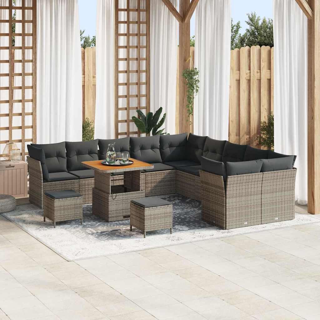 Gartensofa-set 13 pcs Schwarz Poly-Rattan