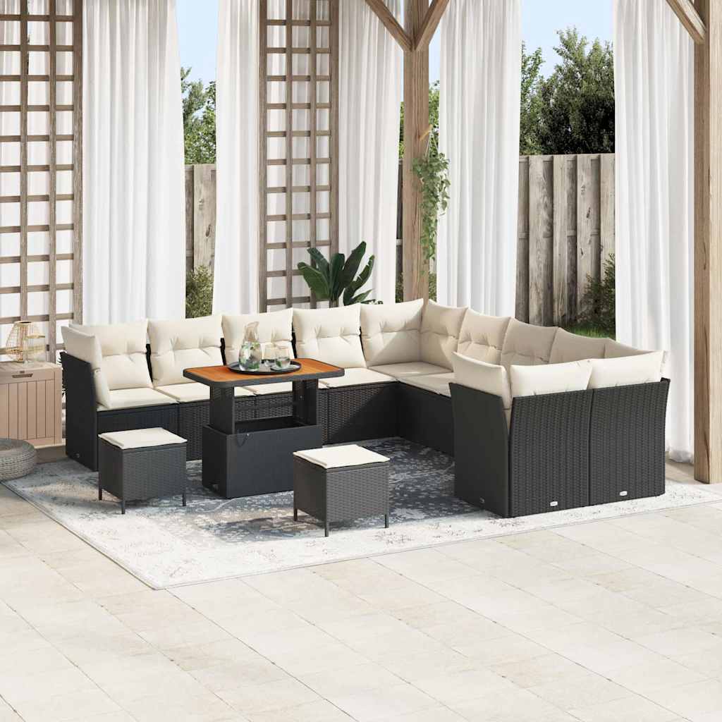 Gartensofa-set 13 pcs Schwarz Poly-Rattan