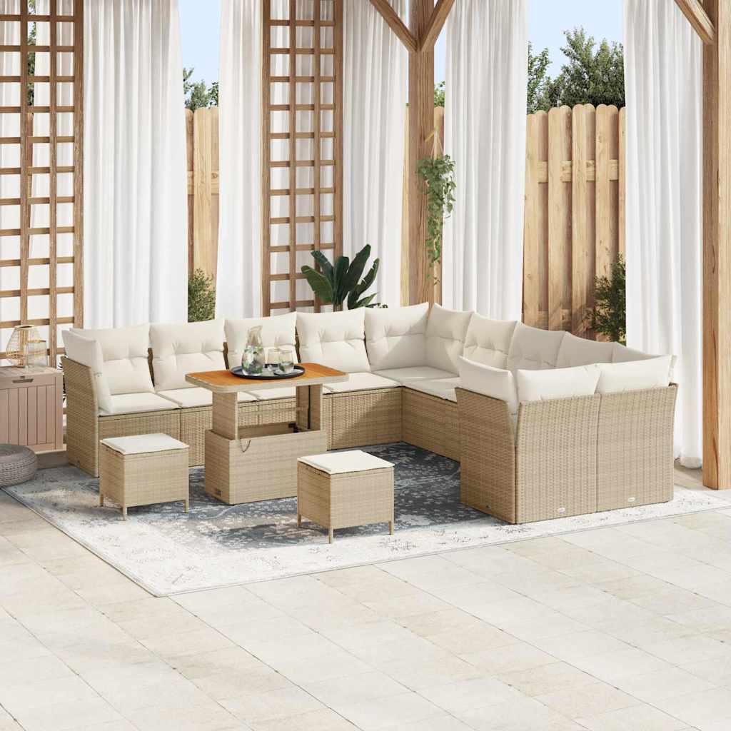Gartensofa-set 13 pcs Schwarz Poly-Rattan