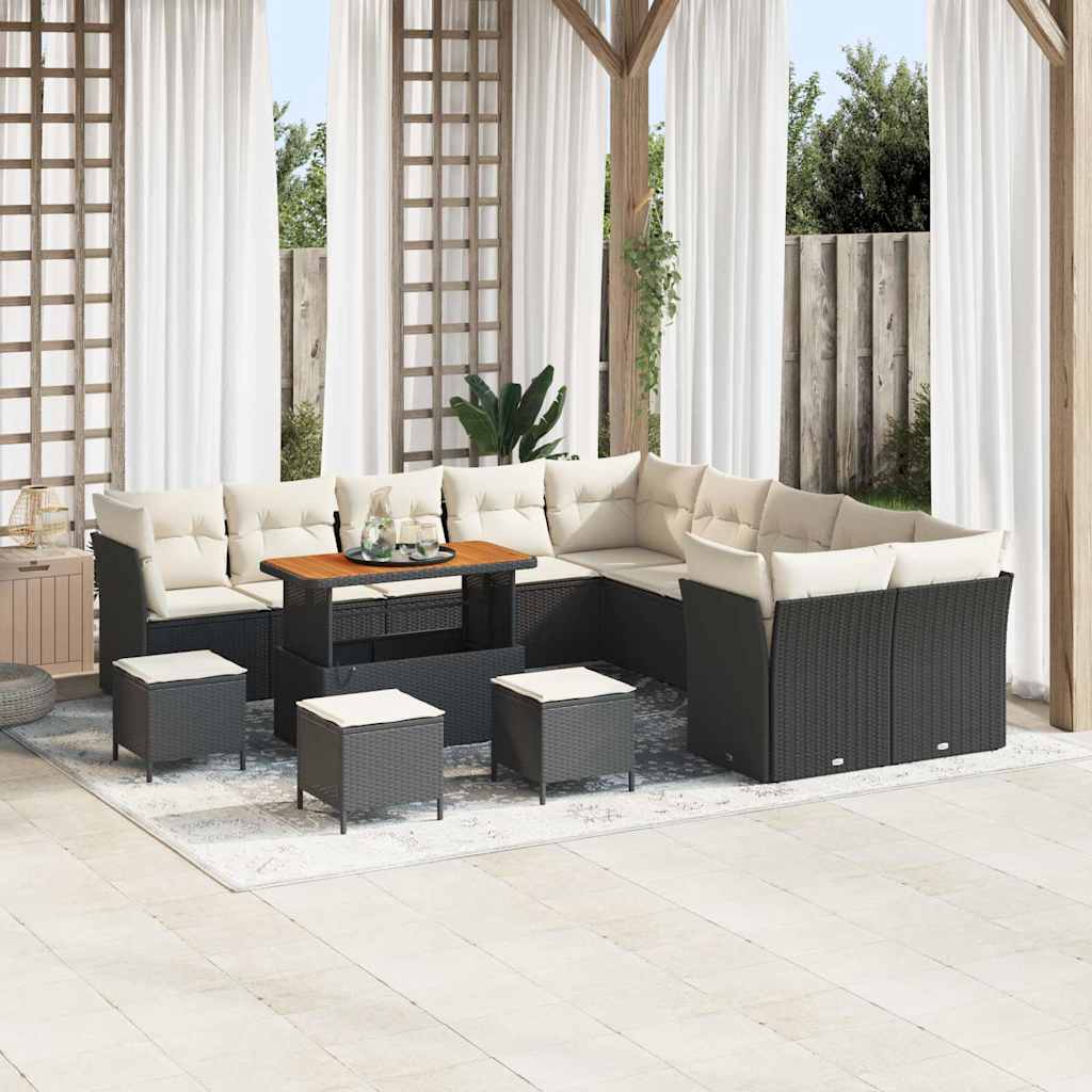 Gartensofa-set 13 pcs Schwarz Poly-Rattan