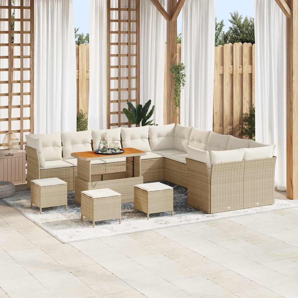 Gartensofa-set 13 pcs Schwarz Poly-Rattan