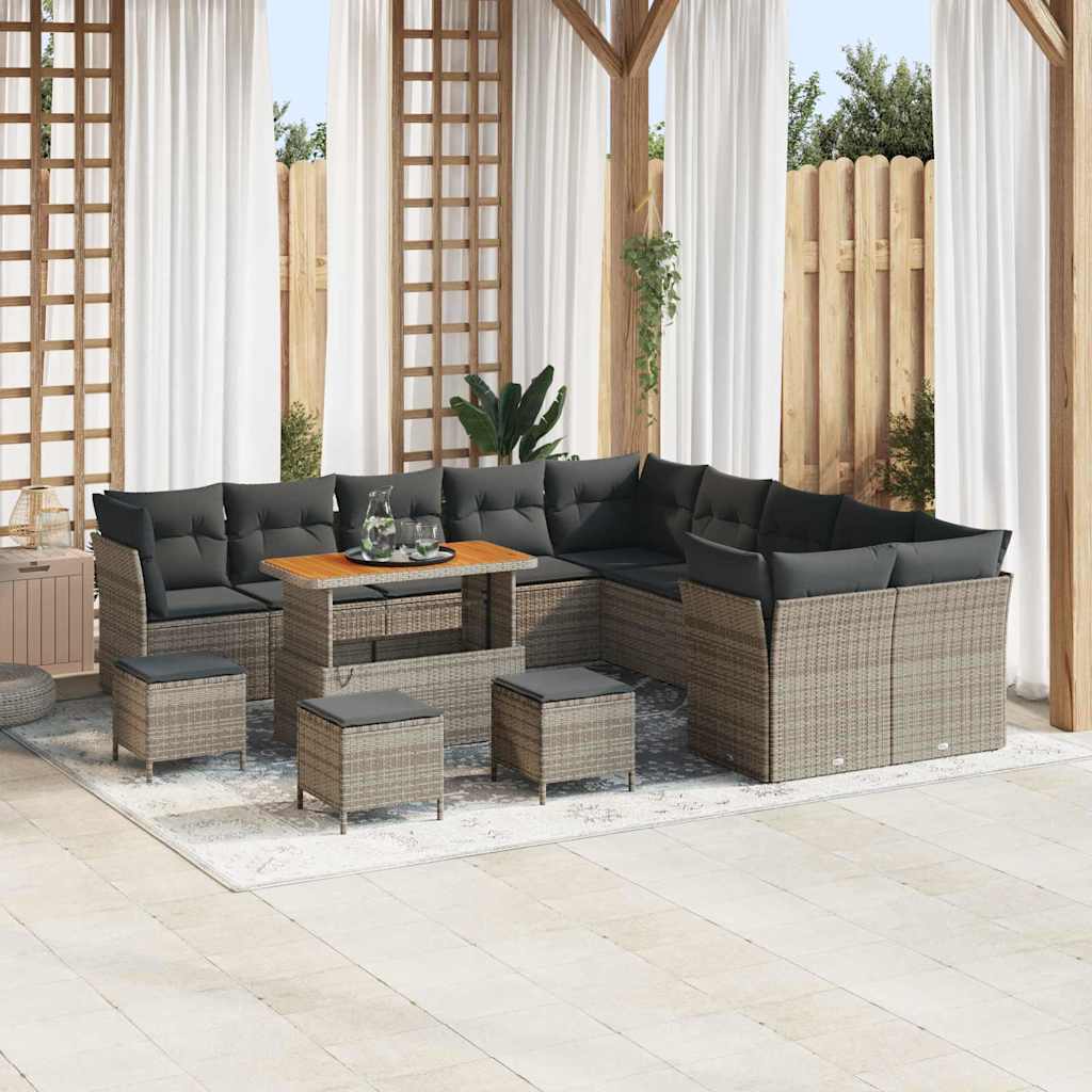 Gartensofa-set 13 pcs Schwarz Poly-Rattan