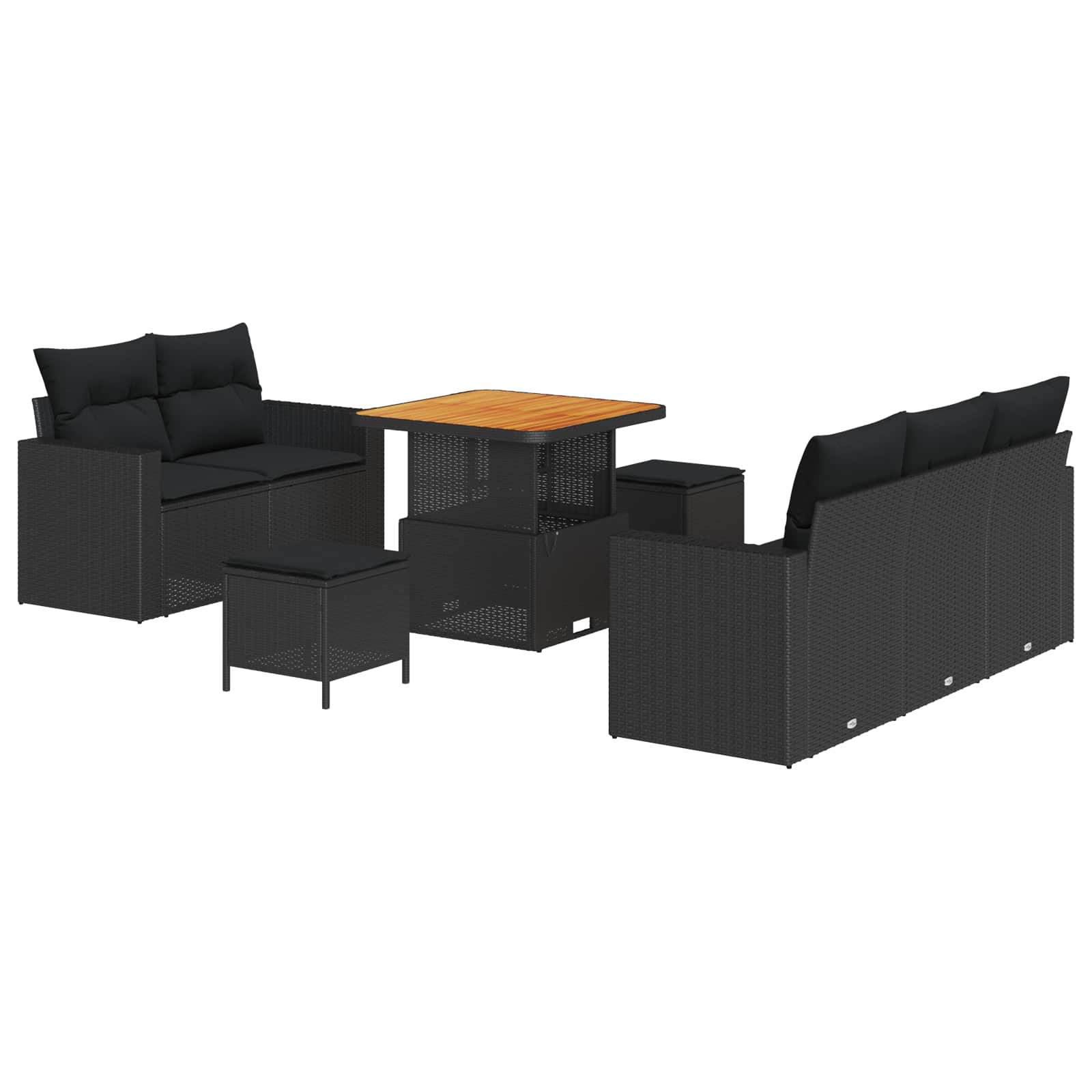 vidaXL Gartensofa-set mit Kissen 8 pcs Schwarz Poly-Rattan