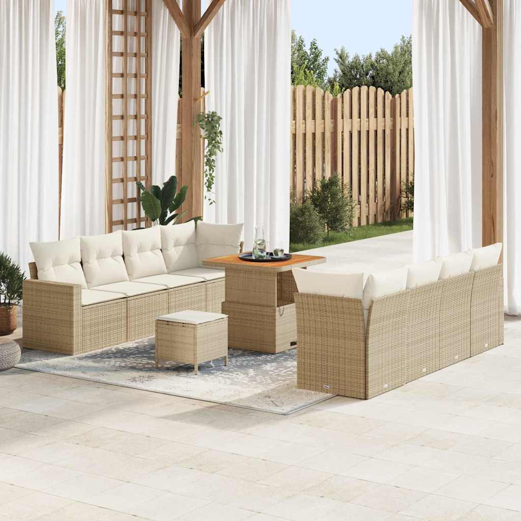 Gartensofa-set 11 pcs Schwarz Poly-Rattan