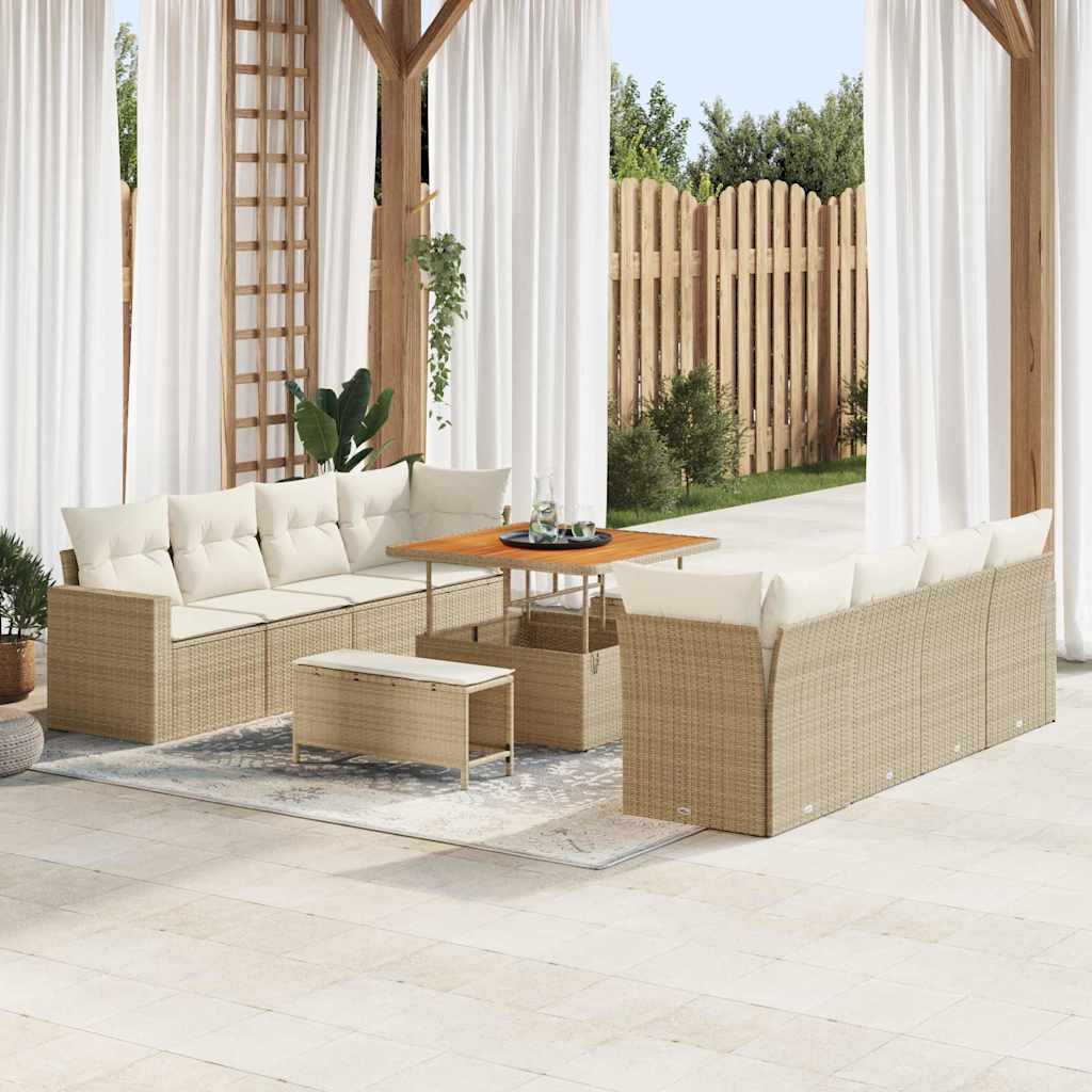 Gartensofa-set 11 pcs Schwarz Poly-Rattan