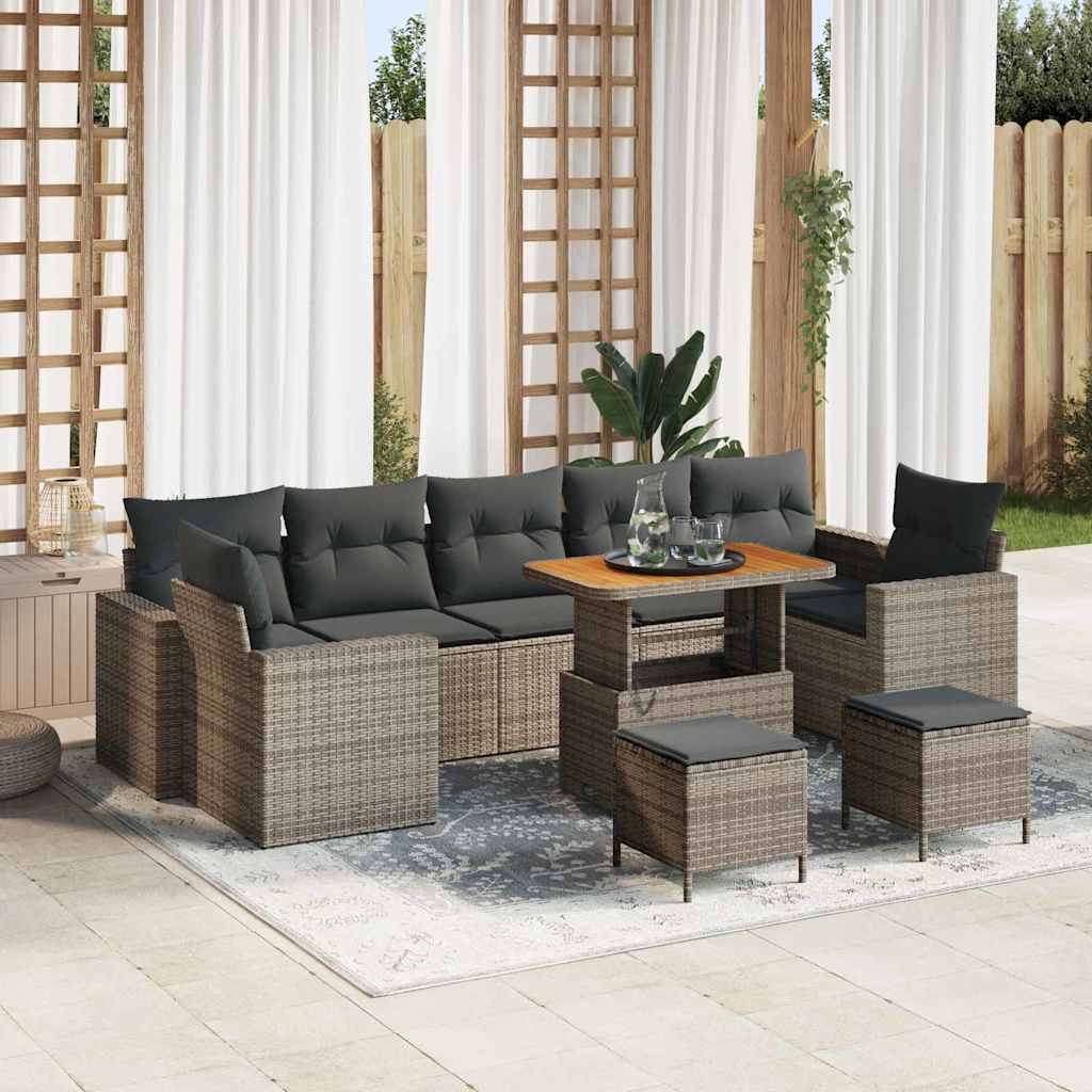 Garten-Sofa-Set 10 pcs Schwarz Poly-Rattan