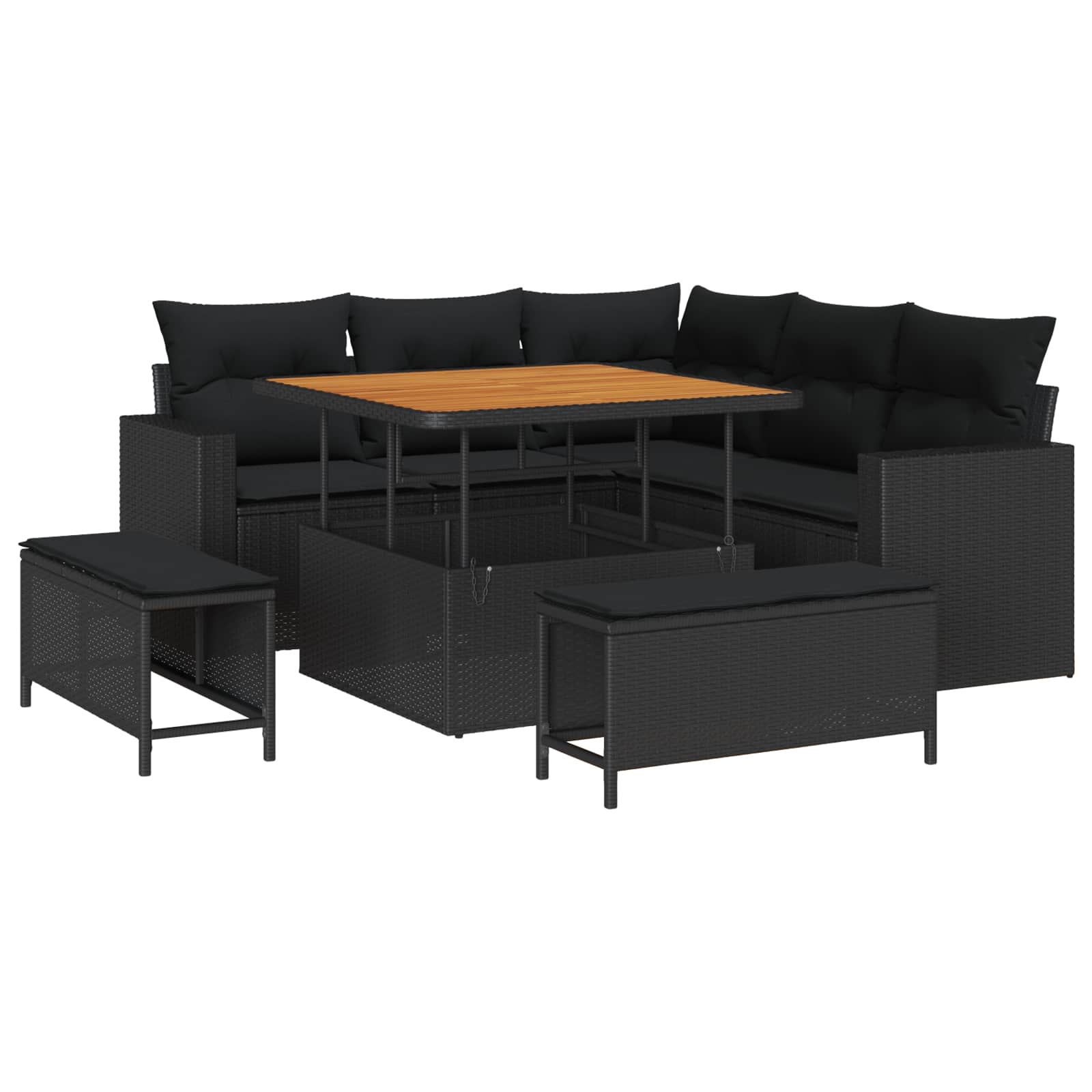 vidaXL Garten-Sofa-Set 8 pcs Schwarz Poly-Rattan