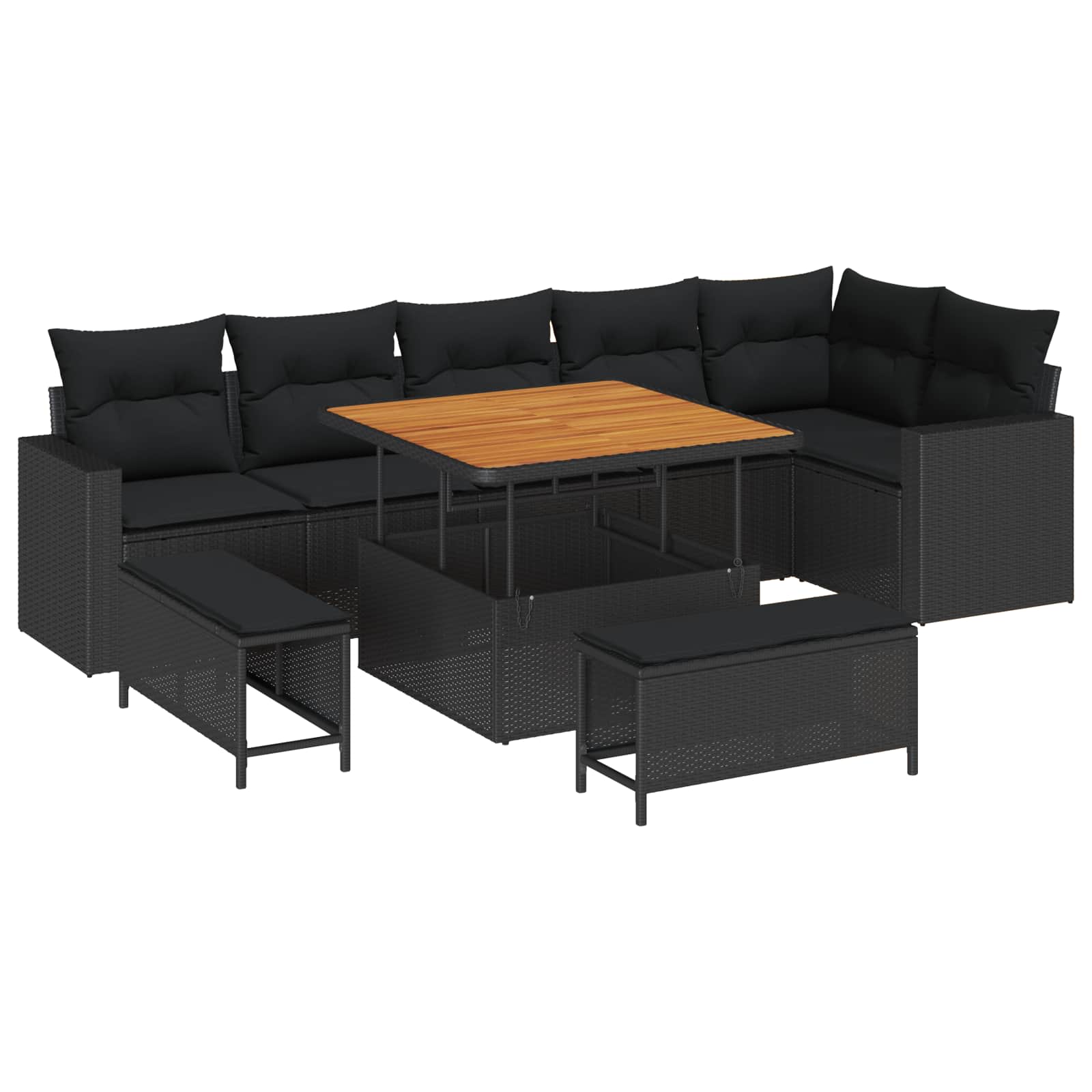 vidaXL Gartensofa-set 9 pcs Schwarz Poly-Rattan