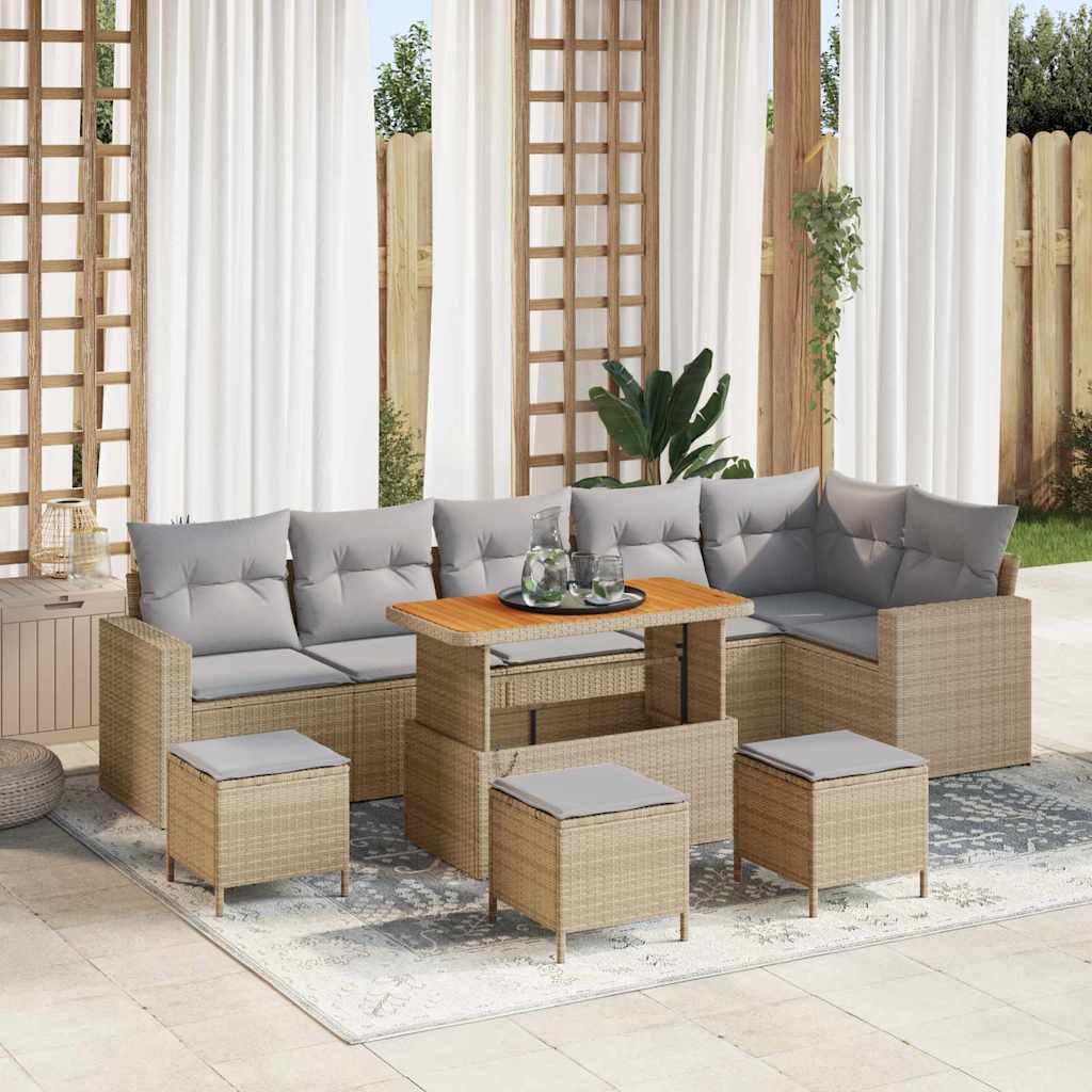Gartensofa-set 9 pcs Schwarz Poly-Rattan