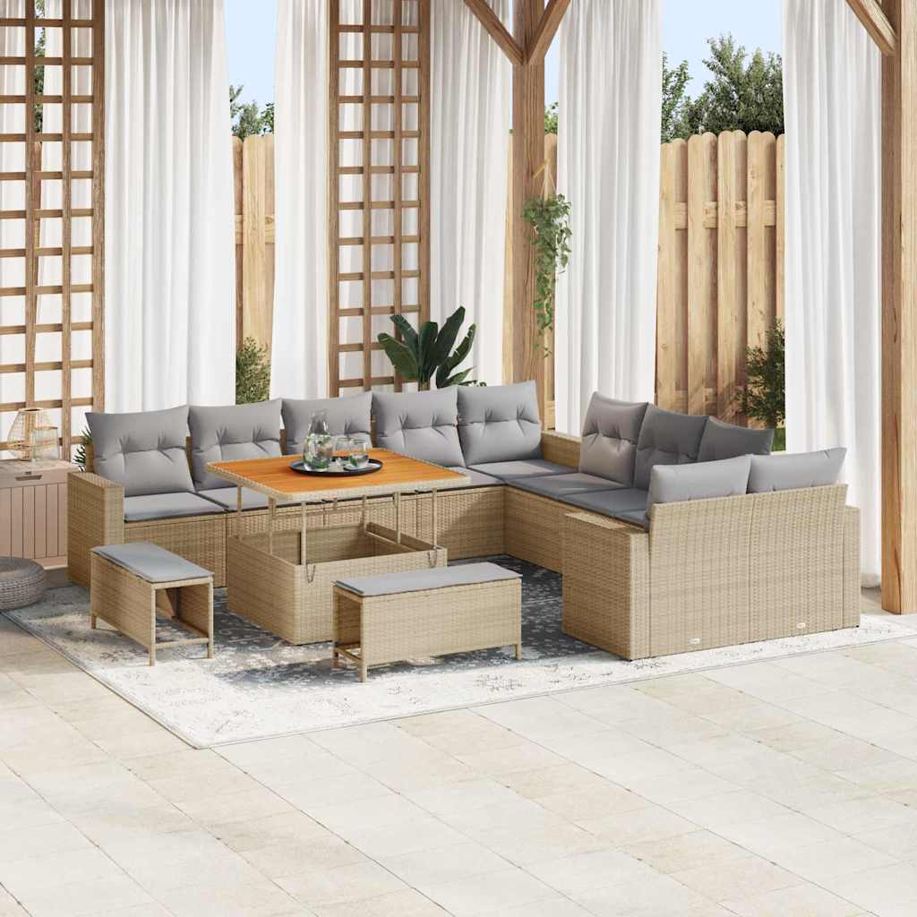 Gartensofa-set 13 pcs Schwarz Poly-Rattan