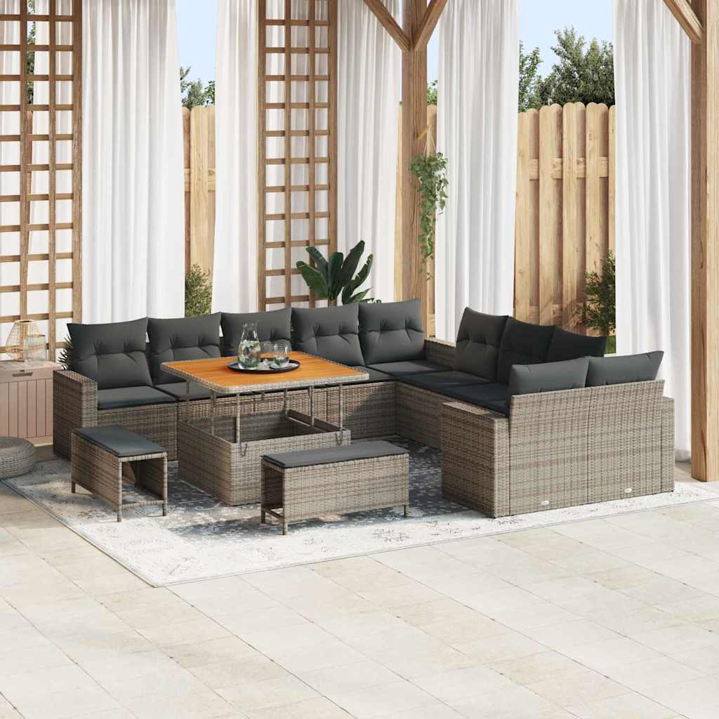 Gartensofa-set 13 pcs Schwarz Poly-Rattan
