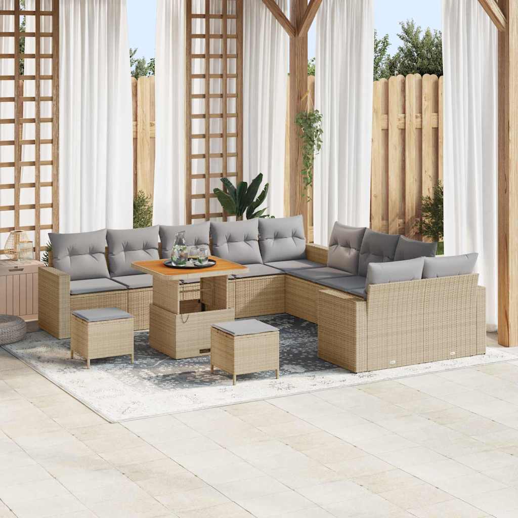 Gartensofa-set 13 pcs Schwarz Poly-Rattan