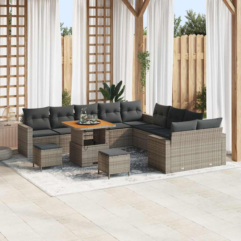 Gartensofa-set 13 pcs Schwarz Poly-Rattan
