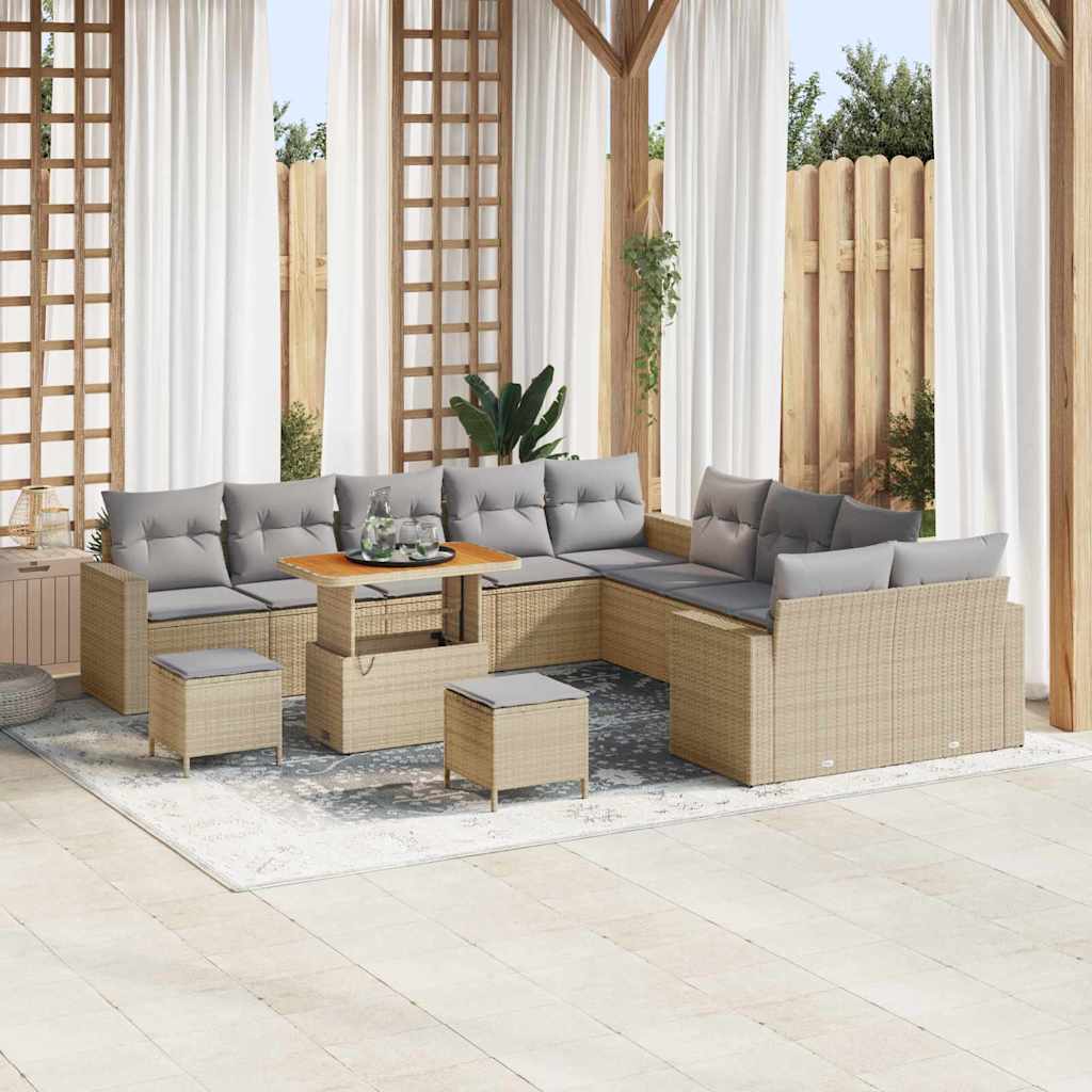 Gartensofa-set 13 pcs Schwarz Poly-Rattan