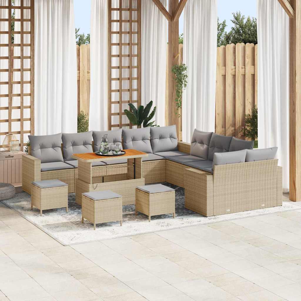 Gartensofa-set 13 pcs Schwarz Poly-Rattan