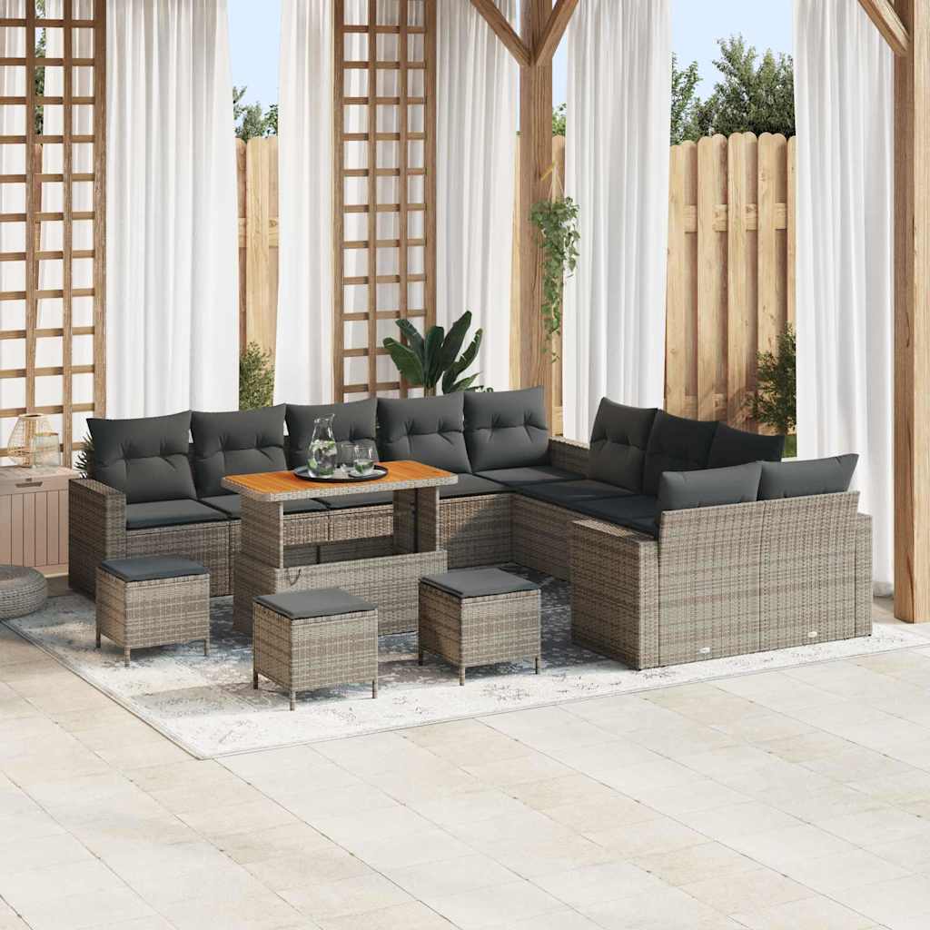 Gartensofa-set 13 pcs Schwarz Poly-Rattan