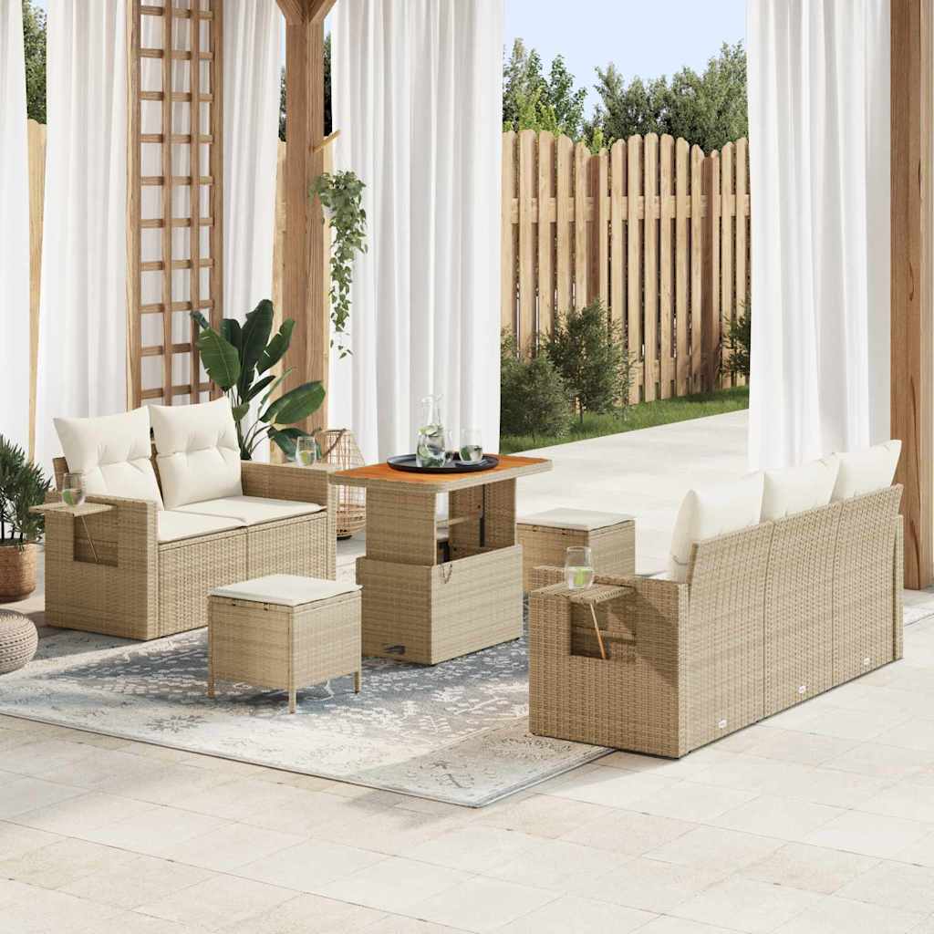 vidaXL Gartensofa-set mit Kissen 8 pcs Schwarz Poly-Rattan