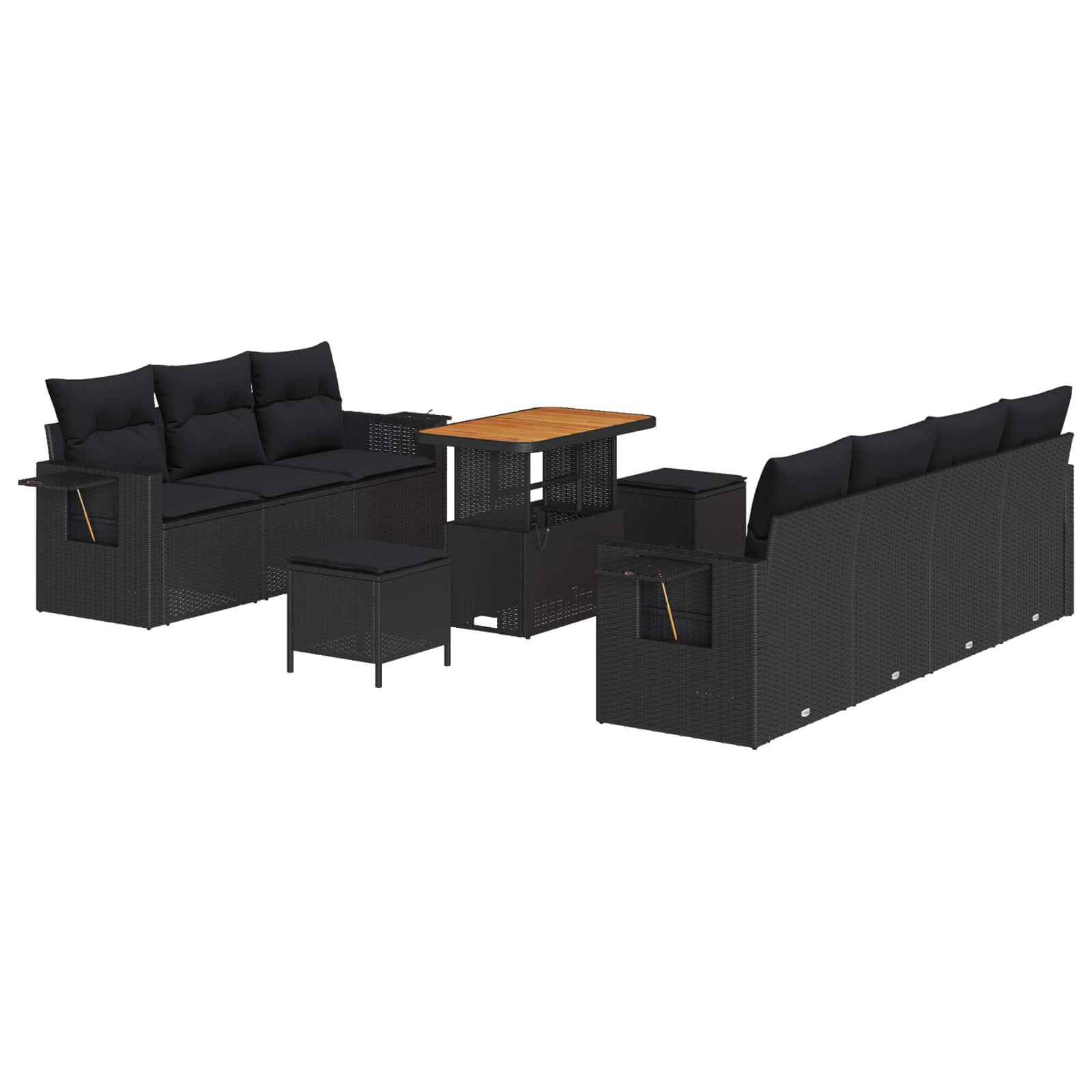 vidaXL Garten-Sofa-Set 10 pcs Schwarz Poly-Rattan