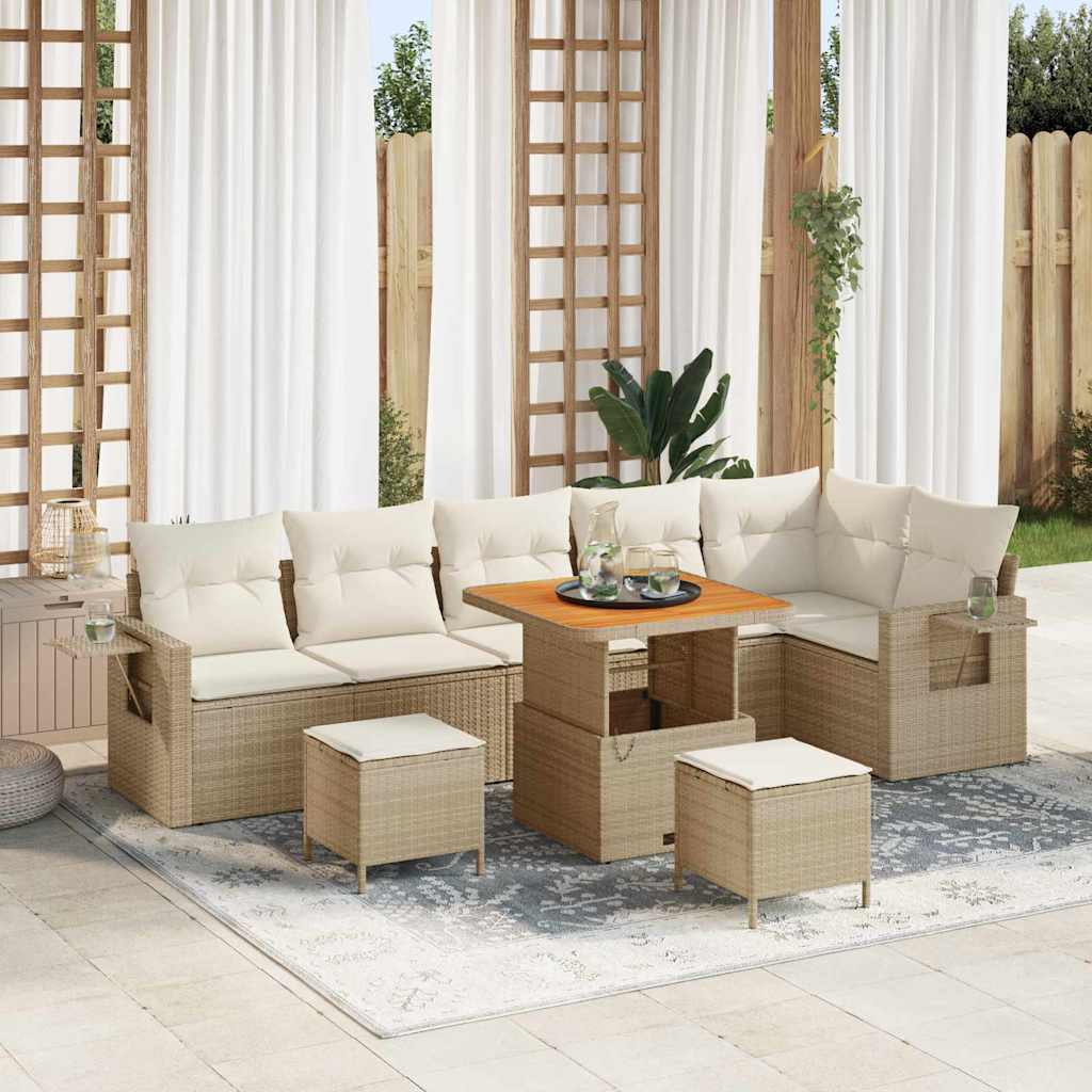 Garten-Sofa-Set 9 pcs Schwarz Poly-Rattan