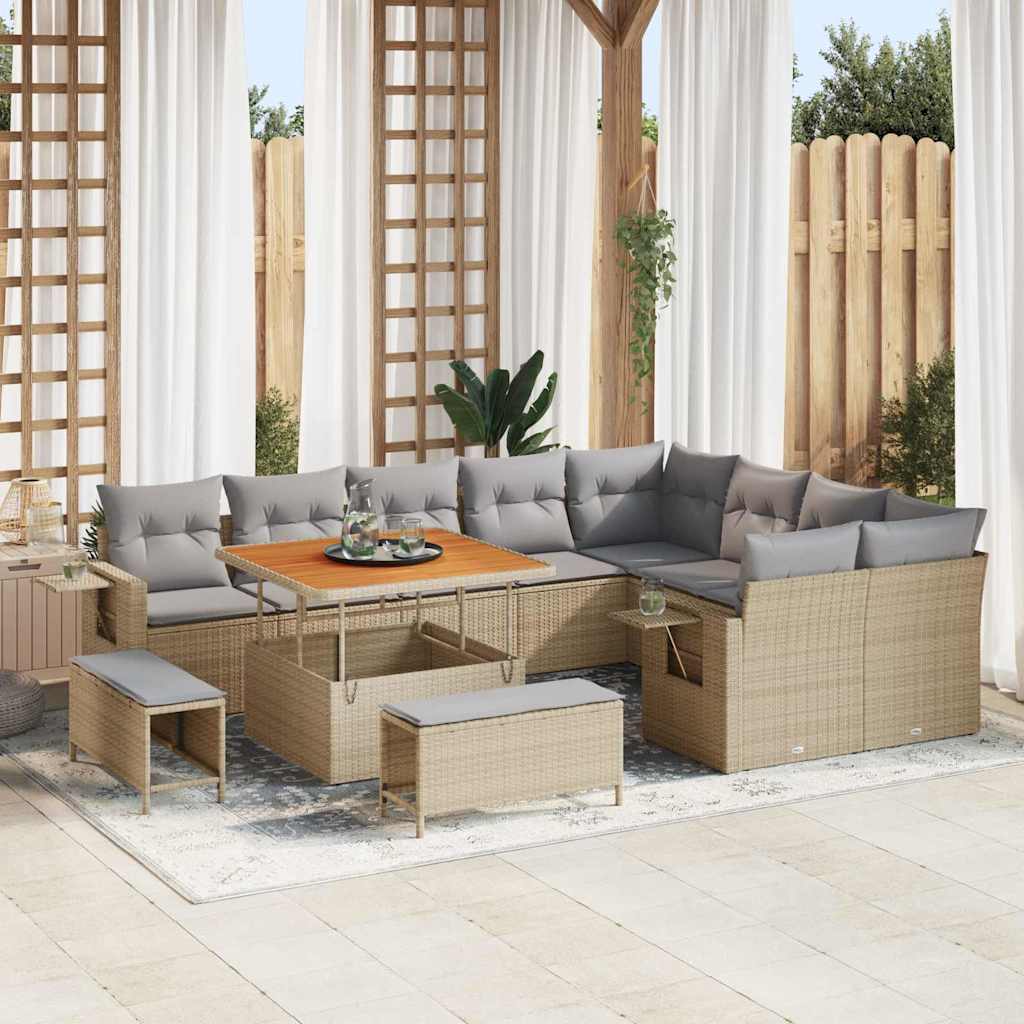 Gartensofa-set 12 pcs Schwarz Poly-Rattan