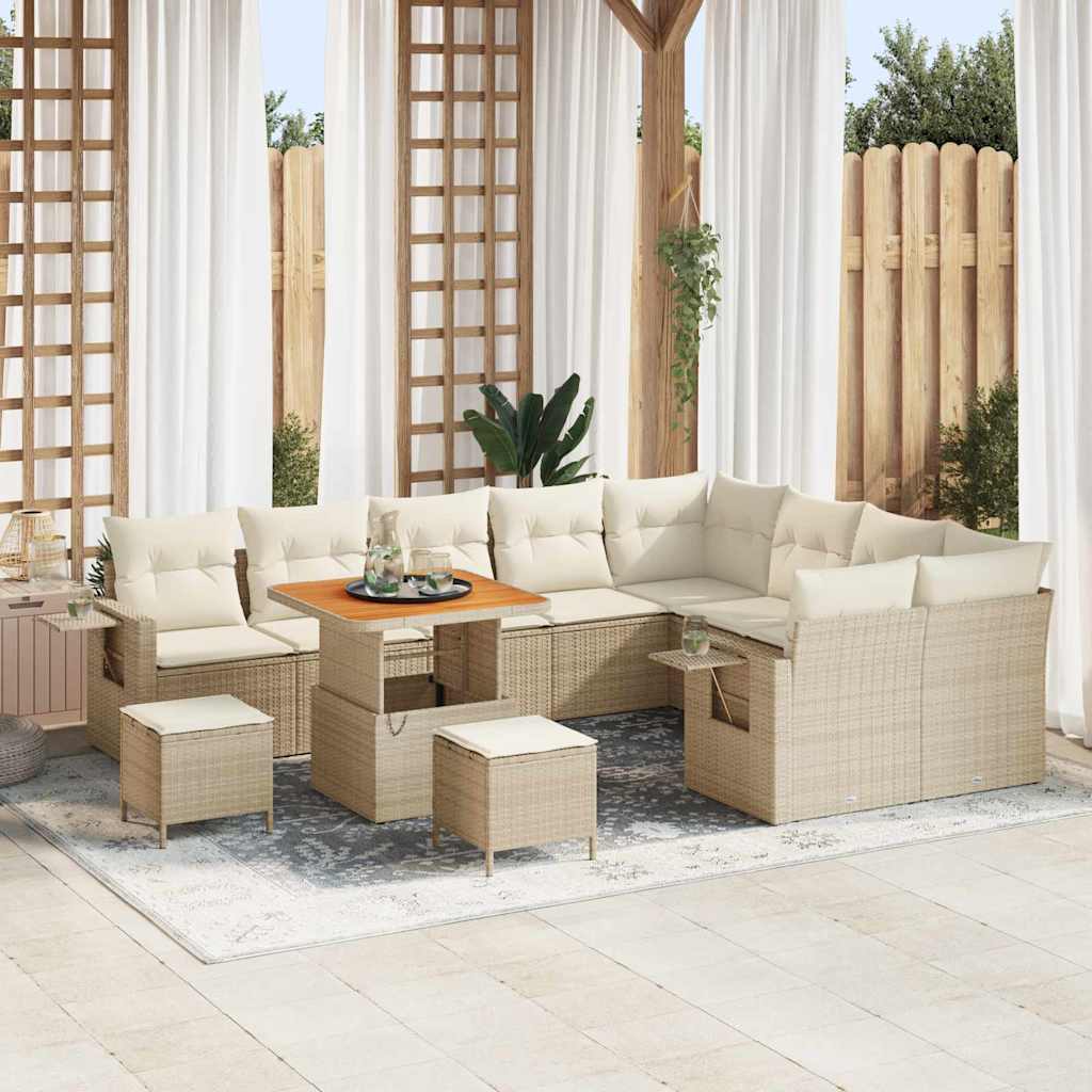 Gartensofa-set 12 pcs Schwarz Poly-Rattan