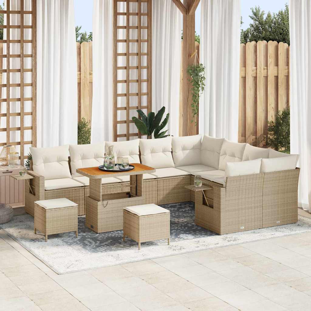 Gartensofa-set 12 pcs Schwarz Poly-Rattan