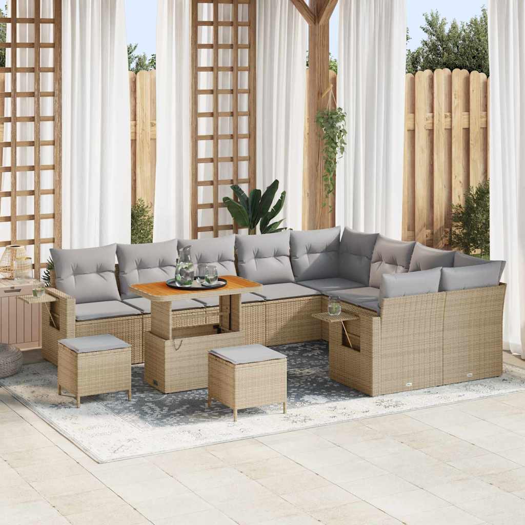 Gartensofa-set 12 pcs Schwarz Poly-Rattan