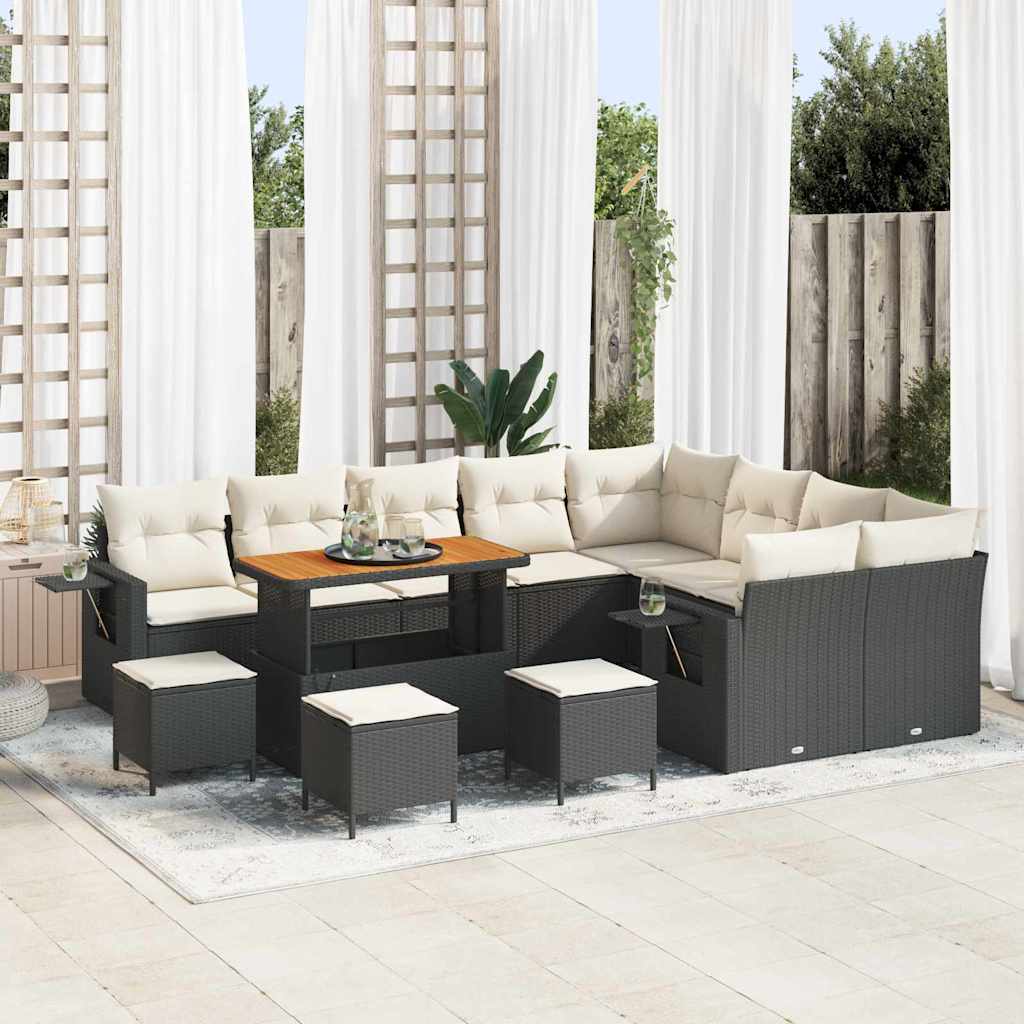 Gartensofa-set 12 pcs Schwarz Poly-Rattan