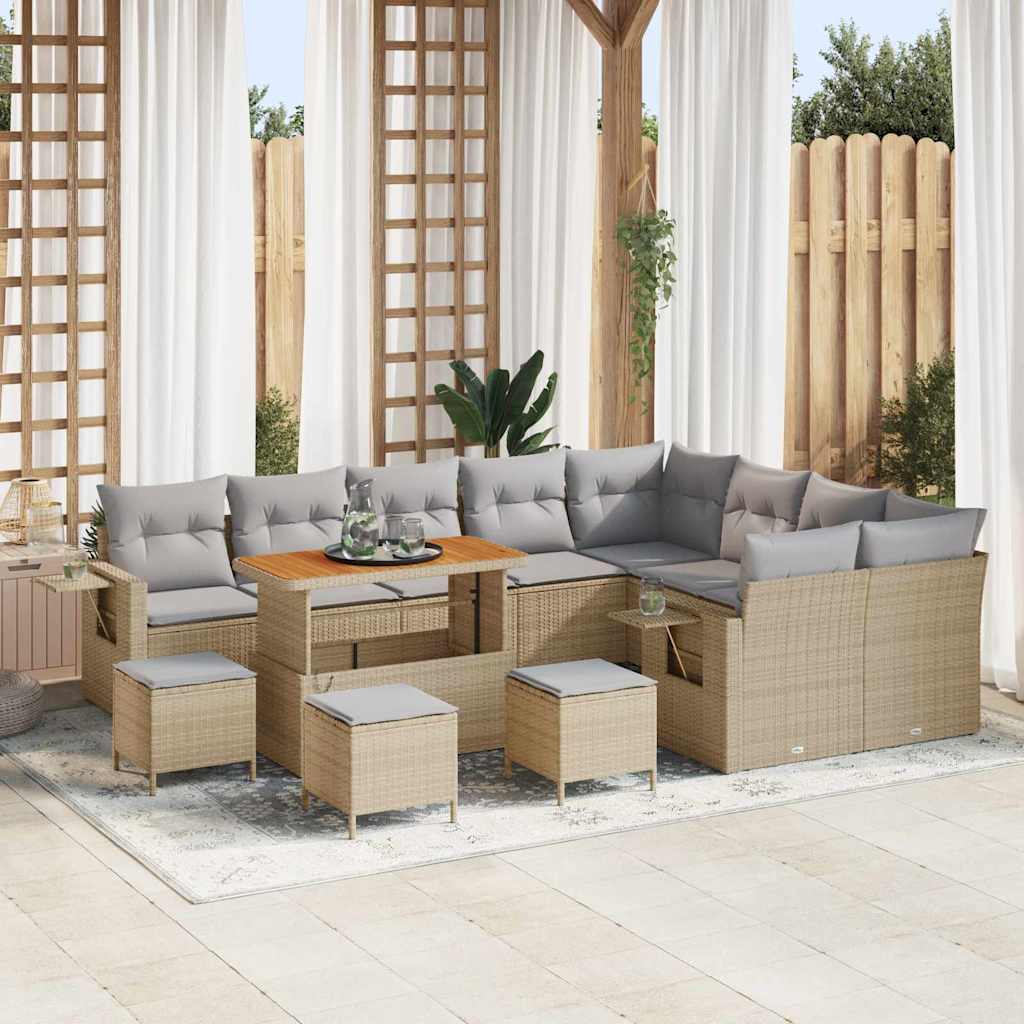 Gartensofa-set 12 pcs Schwarz Poly-Rattan