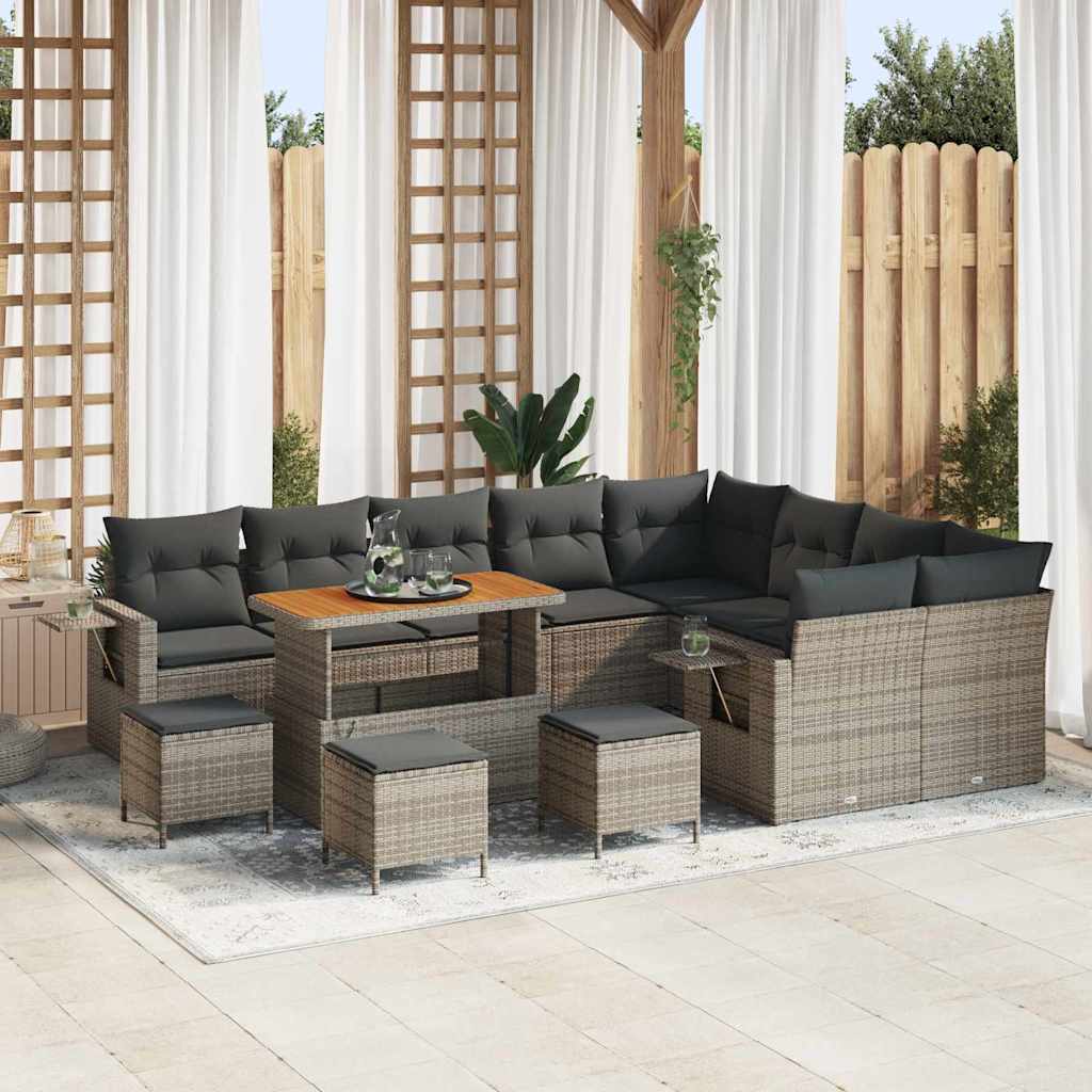 Gartensofa-set 12 pcs Schwarz Poly-Rattan