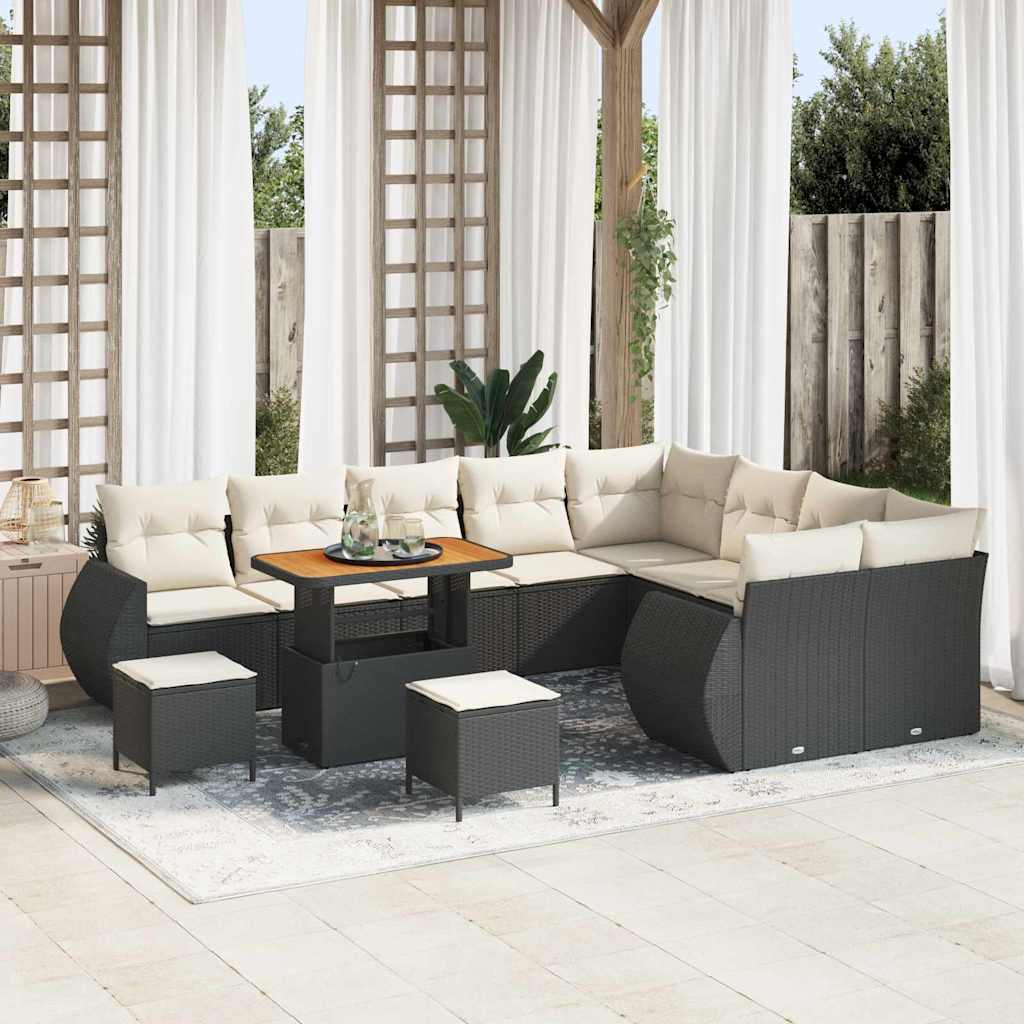 Garten-Sofa-Set 12 pcs Schwarz Poly-Rattan