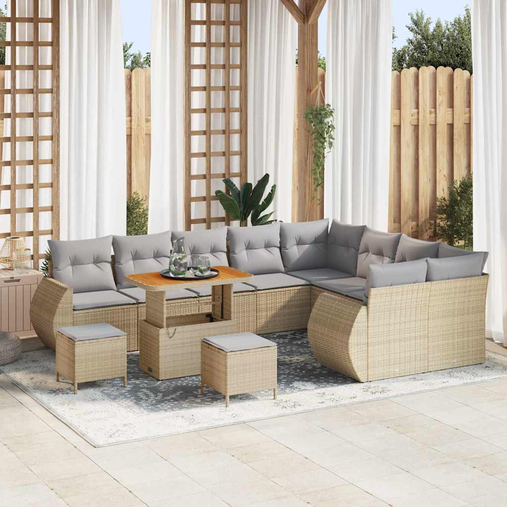 Garten-Sofa-Set 12 pcs Schwarz Poly-Rattan