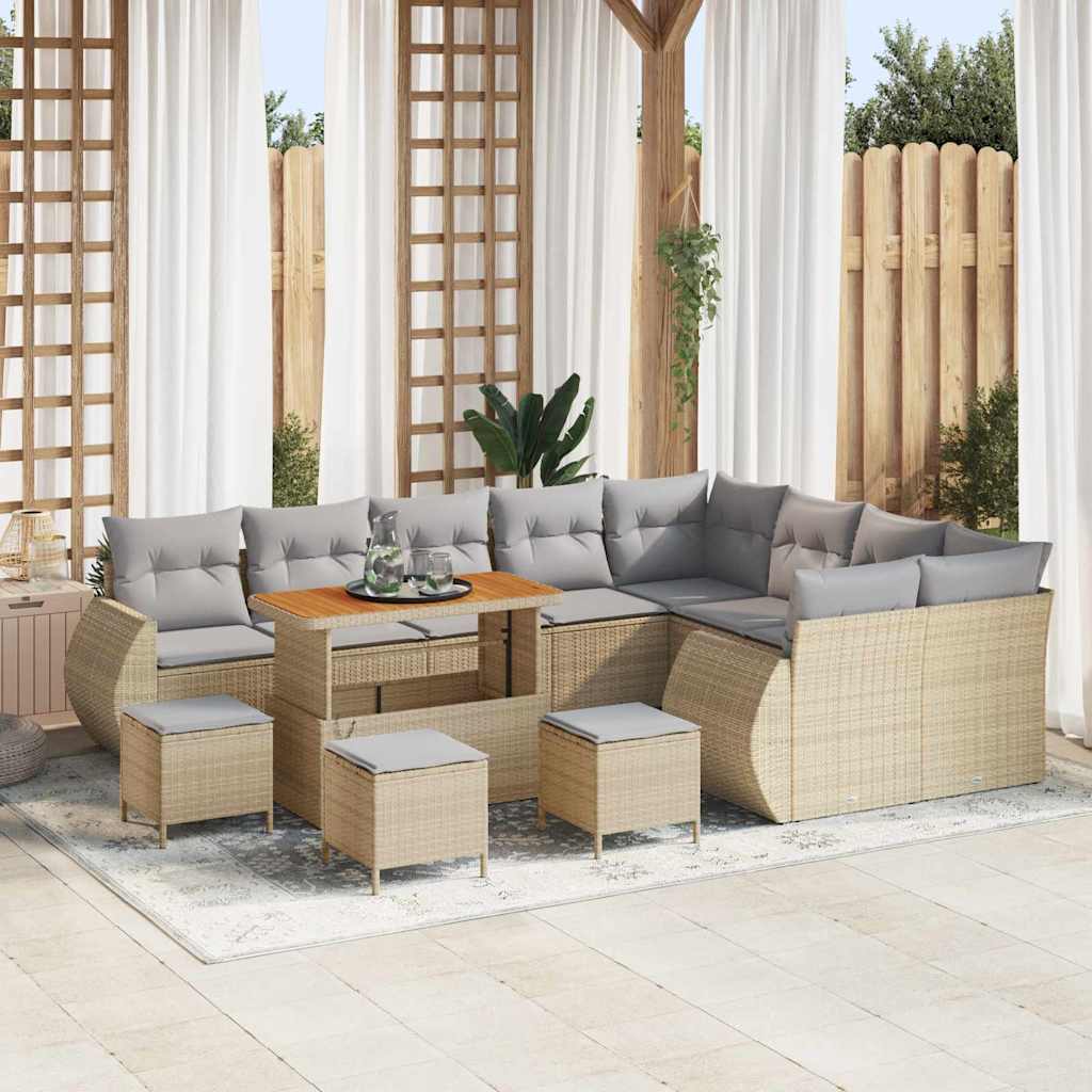 Garten-Sofa-Set 12 pcs Schwarz Poly-Rattan
