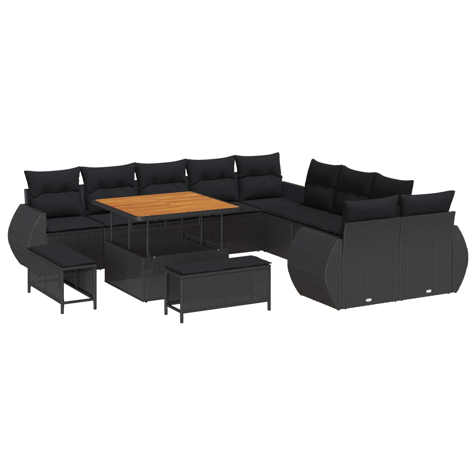 vidaXL Garten-Sofa-Set 13 pcs Schwarz Poly-Rattan