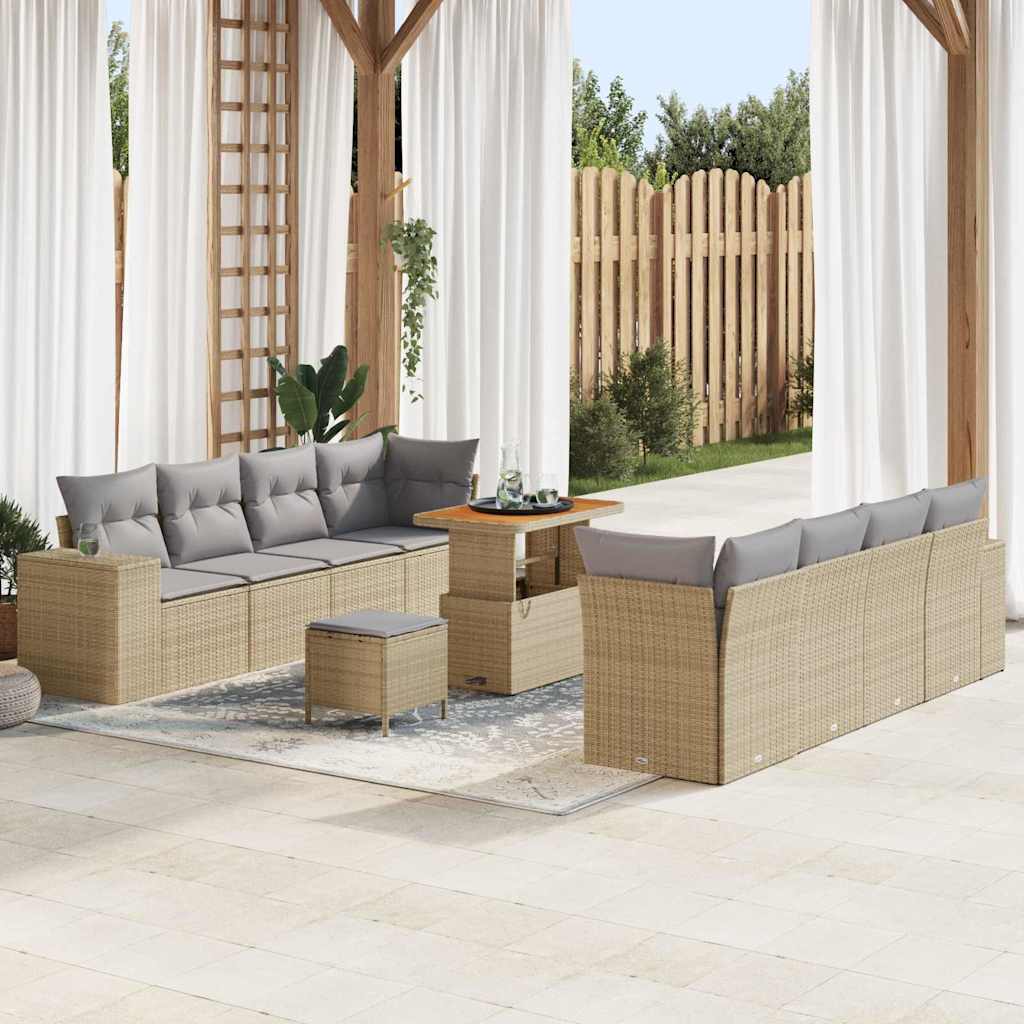 vidaXL Gartensofa-set mit Kissen 11 pcs Schwarz Poly-Rattan