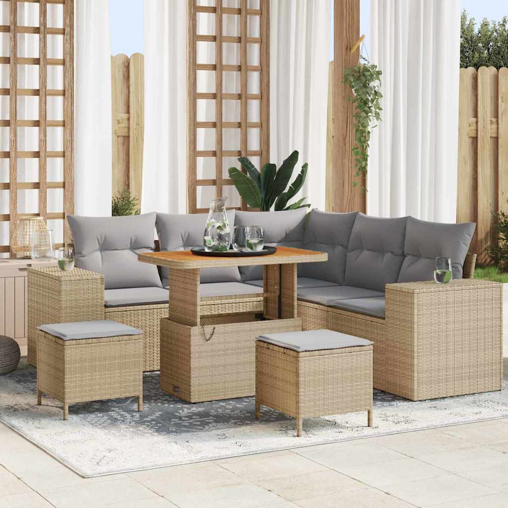 vidaXL Gartensofa-set mit Kissen 8 pcs Schwarz Poly-Rattan