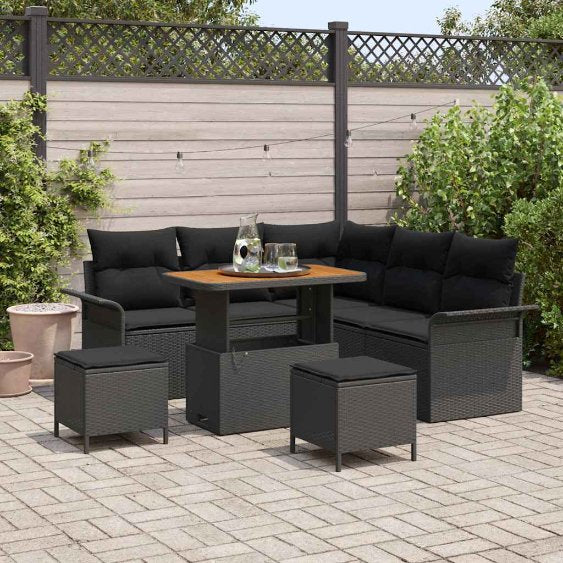 vidaXL Garten-Sofa-Set 8 pcs Schwarz Poly-Rattan