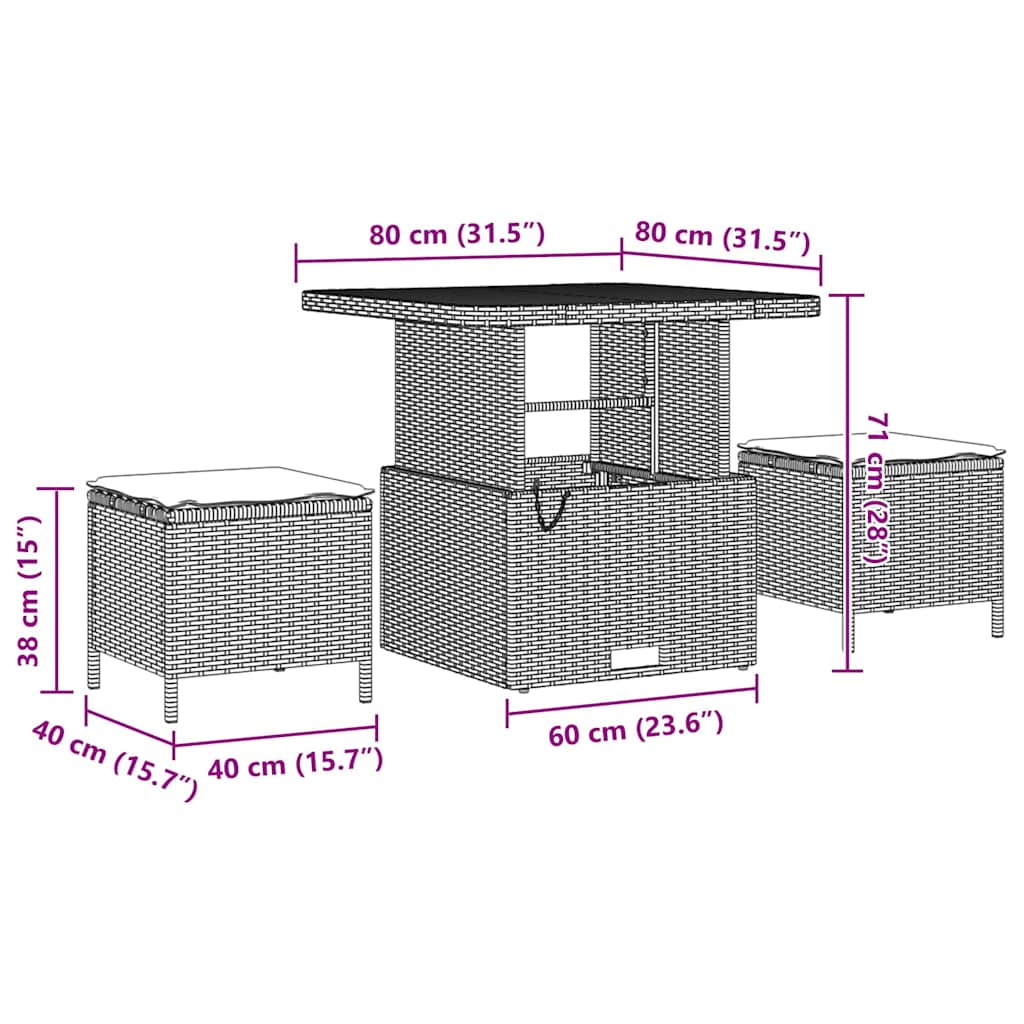 vidaXL Gartensofa-set mit Kissen 10 pcs Schwarz Poly-Rattan