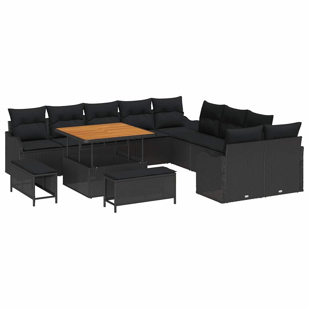 vidaXL Garten-Sofa-Set 13 pcs Schwarz Poly-Rattan