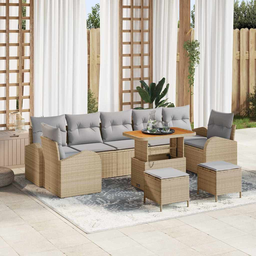 vidaXL Garten-Sofa-Set mit Kissen 10 pcs Schwarz Poly Rattan