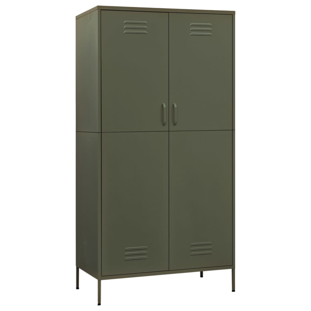 vidaXL Kleiderschrank Olivgrün 90x50x180 cm Stahl