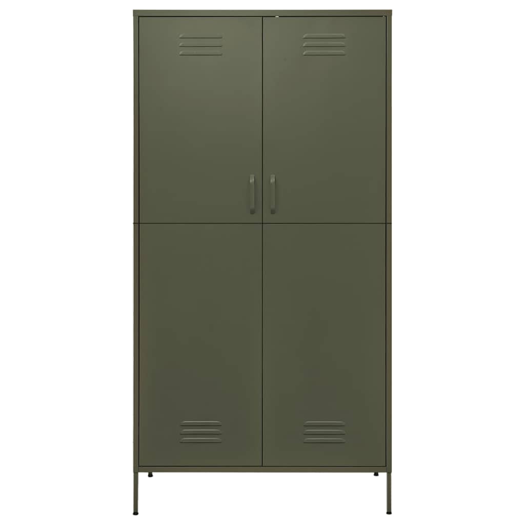 vidaXL Kleiderschrank Olivgrün 90x50x180 cm Stahl