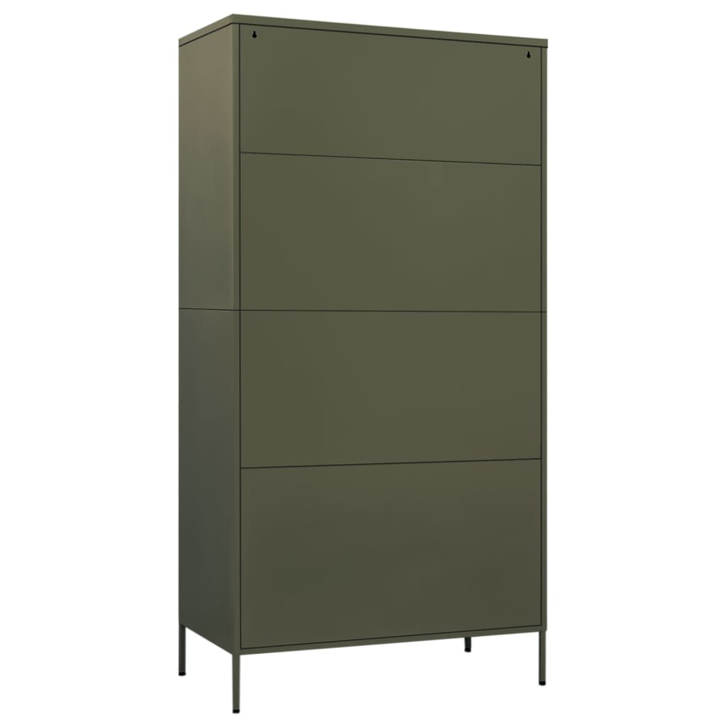 vidaXL Kleiderschrank Olivgrün 90x50x180 cm Stahl