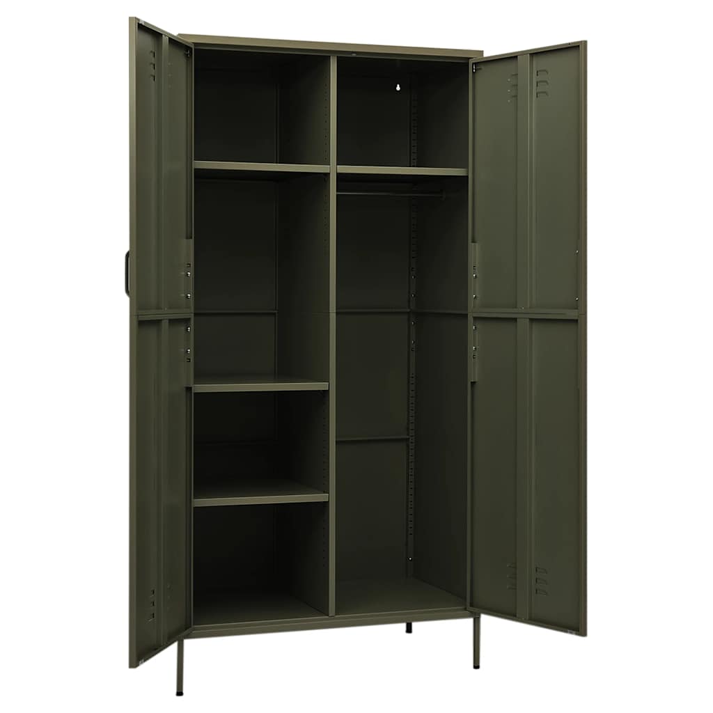 vidaXL Kleiderschrank Olivgrün 90x50x180 cm Stahl