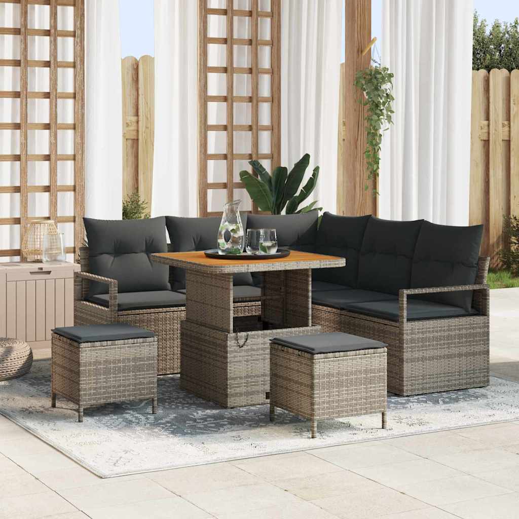 vidaXL Gartensofa-set mit Kissen 8 pcs Schwarz Poly-Rattan