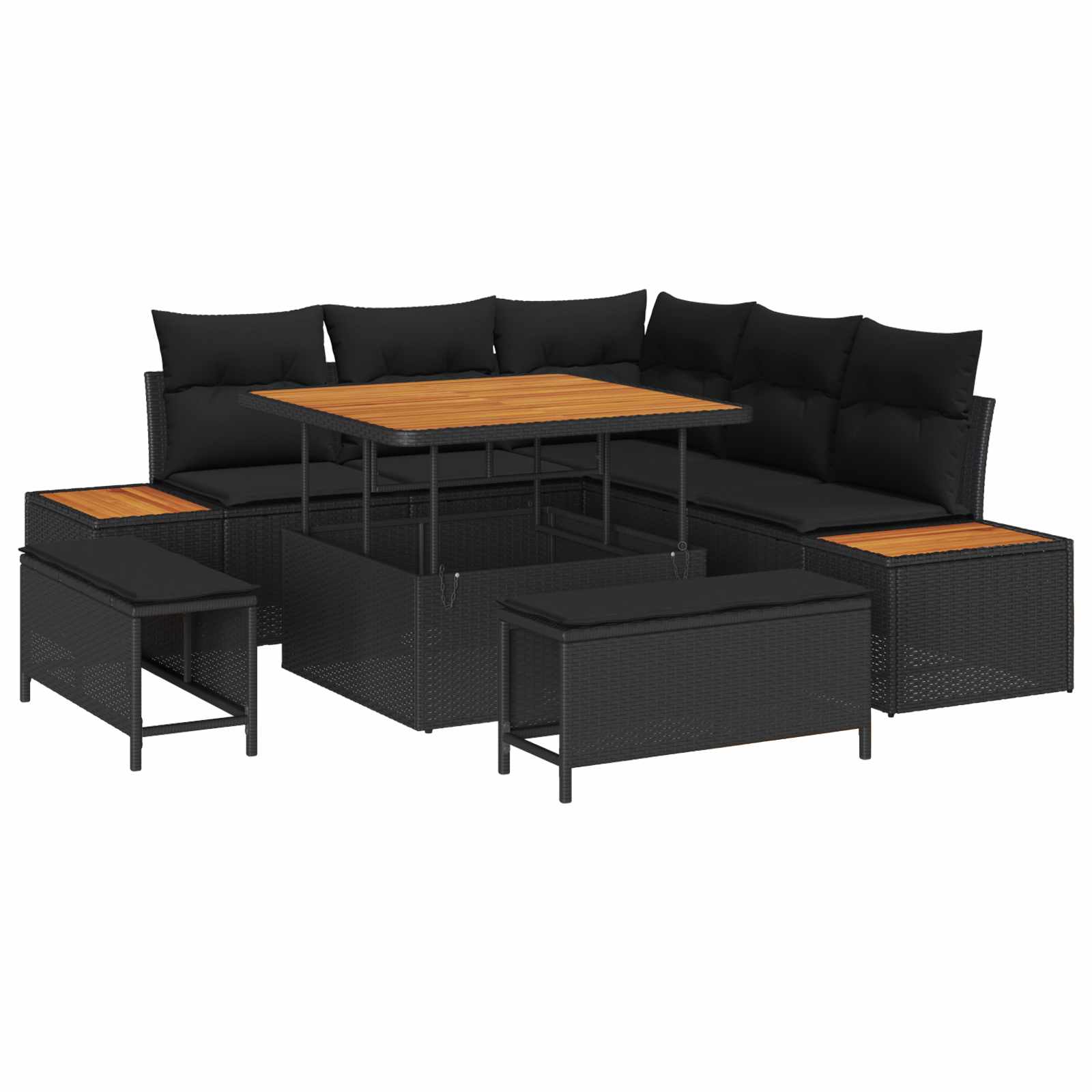 vidaXL Gartensofa-set 8 pcs Schwarz Poly-Rattan